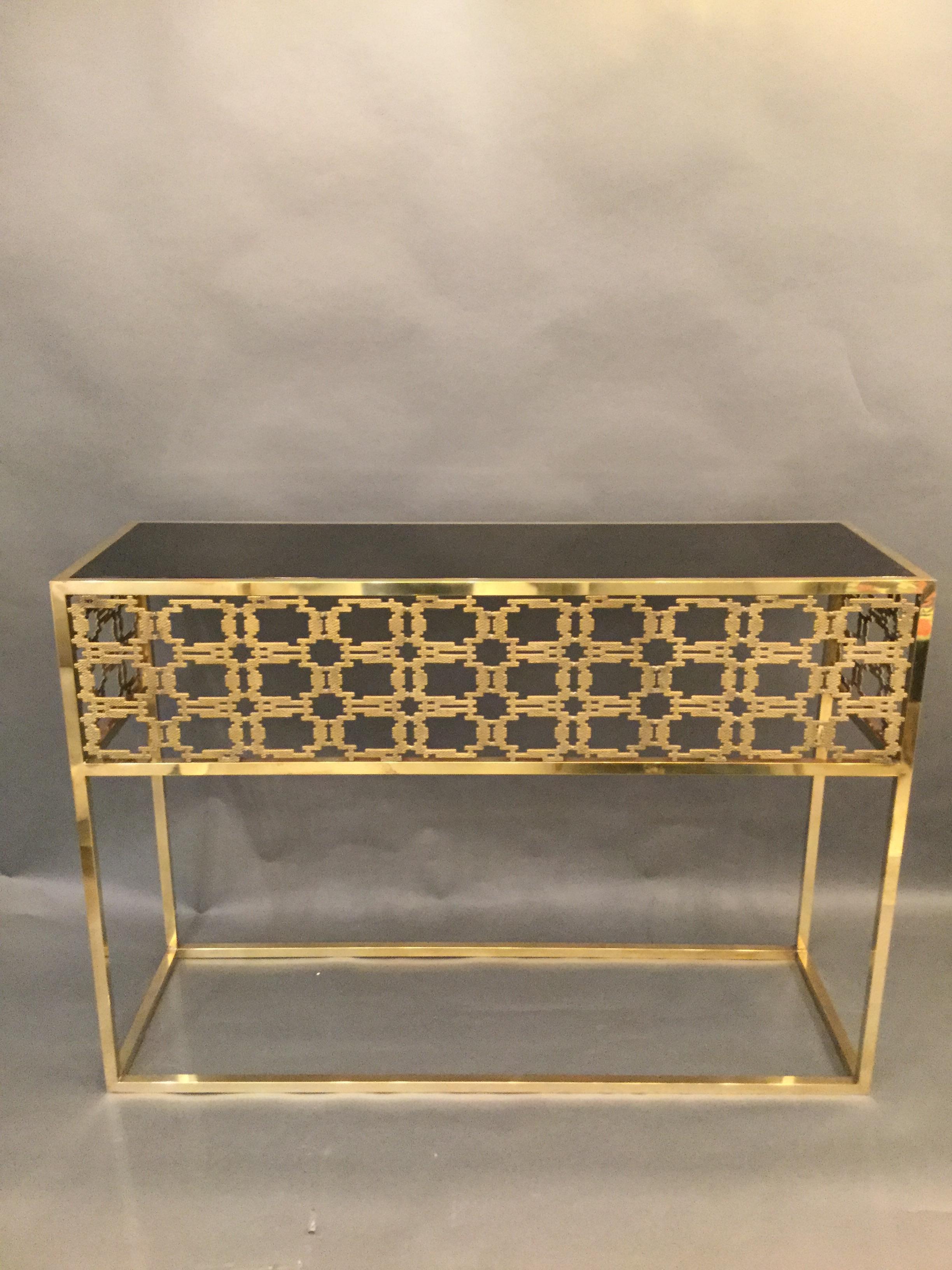 Italian Console Table in Brass the Style of Frigerio For Sale 2