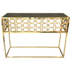 Italian Console Table in Brass the Style of Frigerio