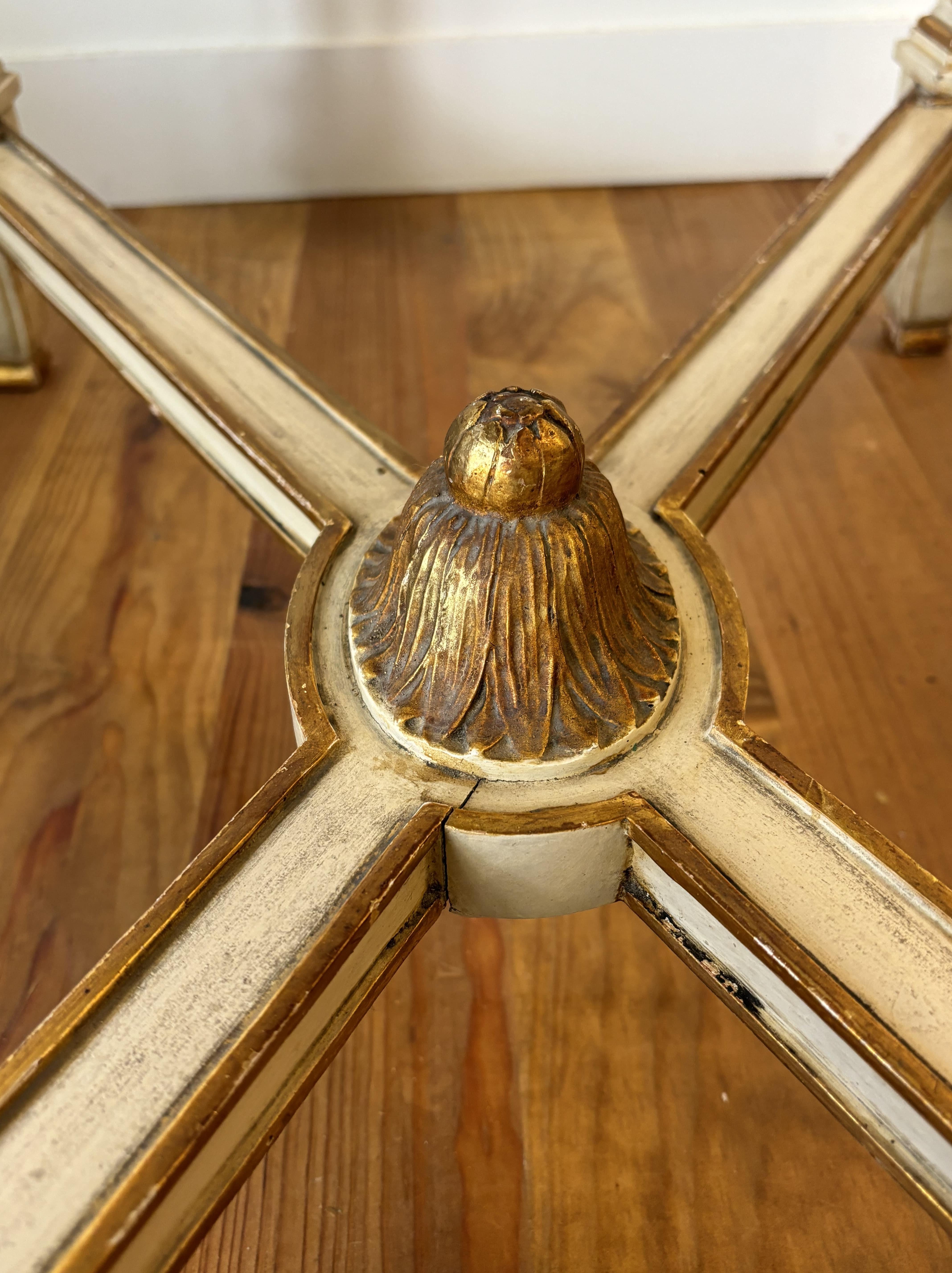 Italian Console Table In Lacquered And Gilded Wood, Marble Top. Mid20th century For Sale 6
