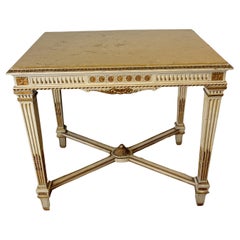 Tavolo da console italiano in Wood Wood laccato e dorato, piano in marmo. Metà del XX secolo