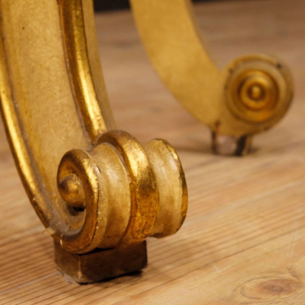 Italian Console Table in Lacquered and Gilt Wood with Marble Top, 20th Century 5