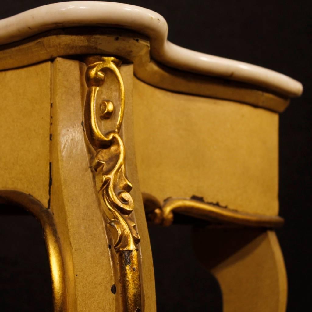 Italian Console Table in Lacquered and Gilt Wood with Marble Top, 20th Century 6
