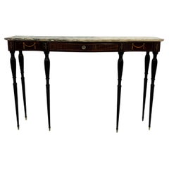 Italienischer Konsolentisch Mid-Century Marmorplatte Messing Details 1950s