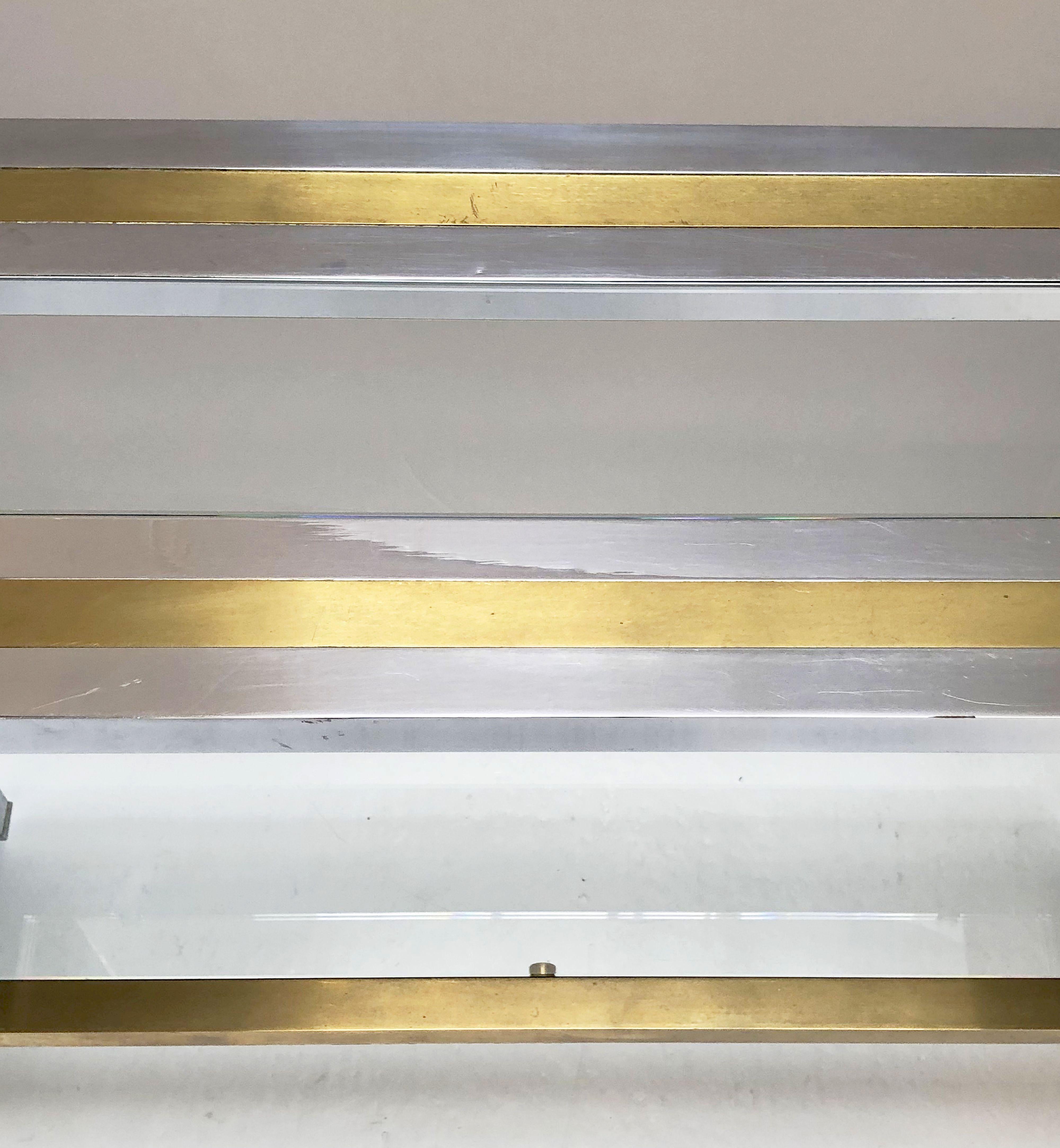 Italian Console Table of Brass, Chrome, and Glass by Renato Zevi 2