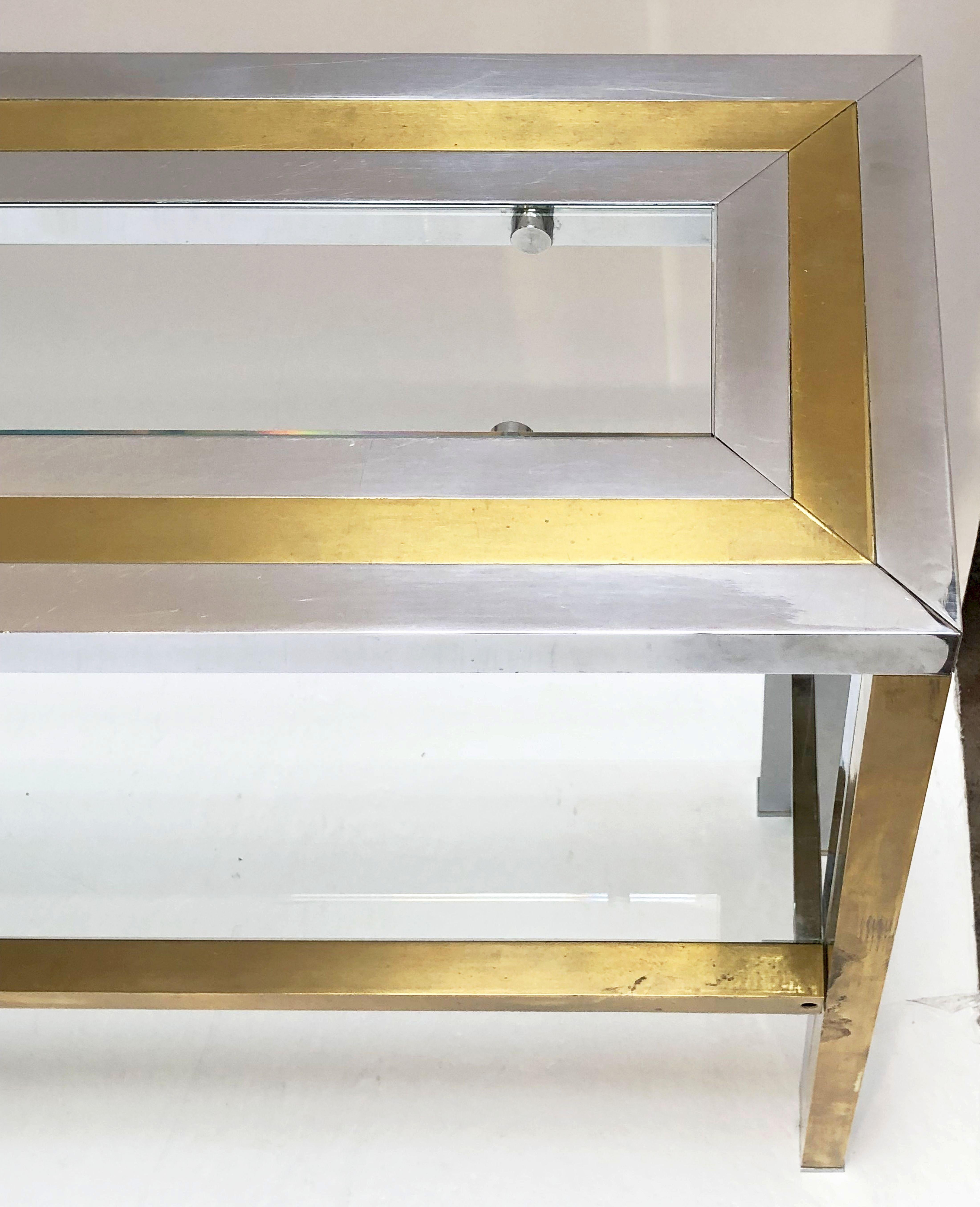 Italian Console Table of Brass, Chrome, and Glass by Renato Zevi 3