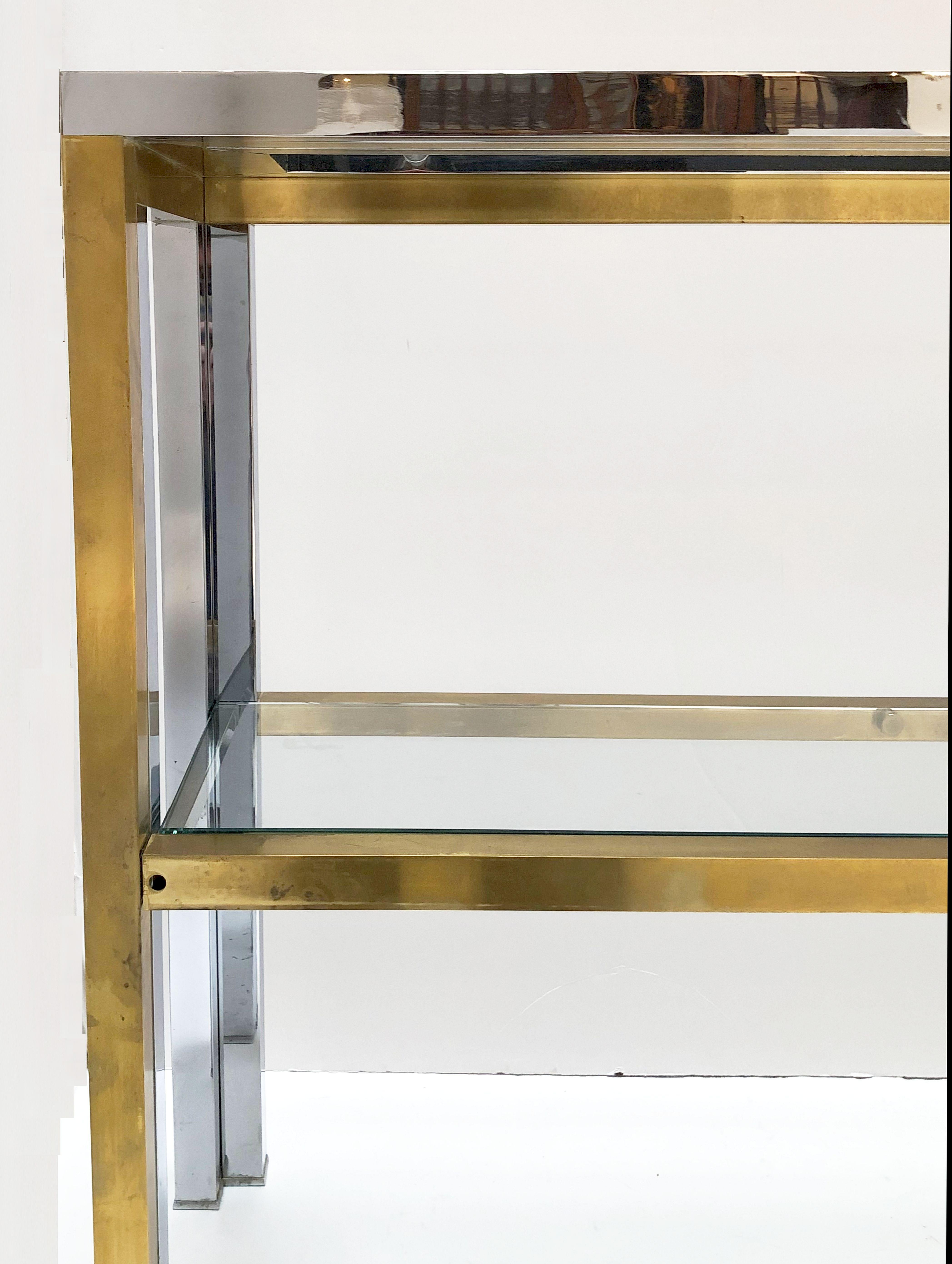 Italian Console Table of Brass, Chrome, and Glass by Renato Zevi 7