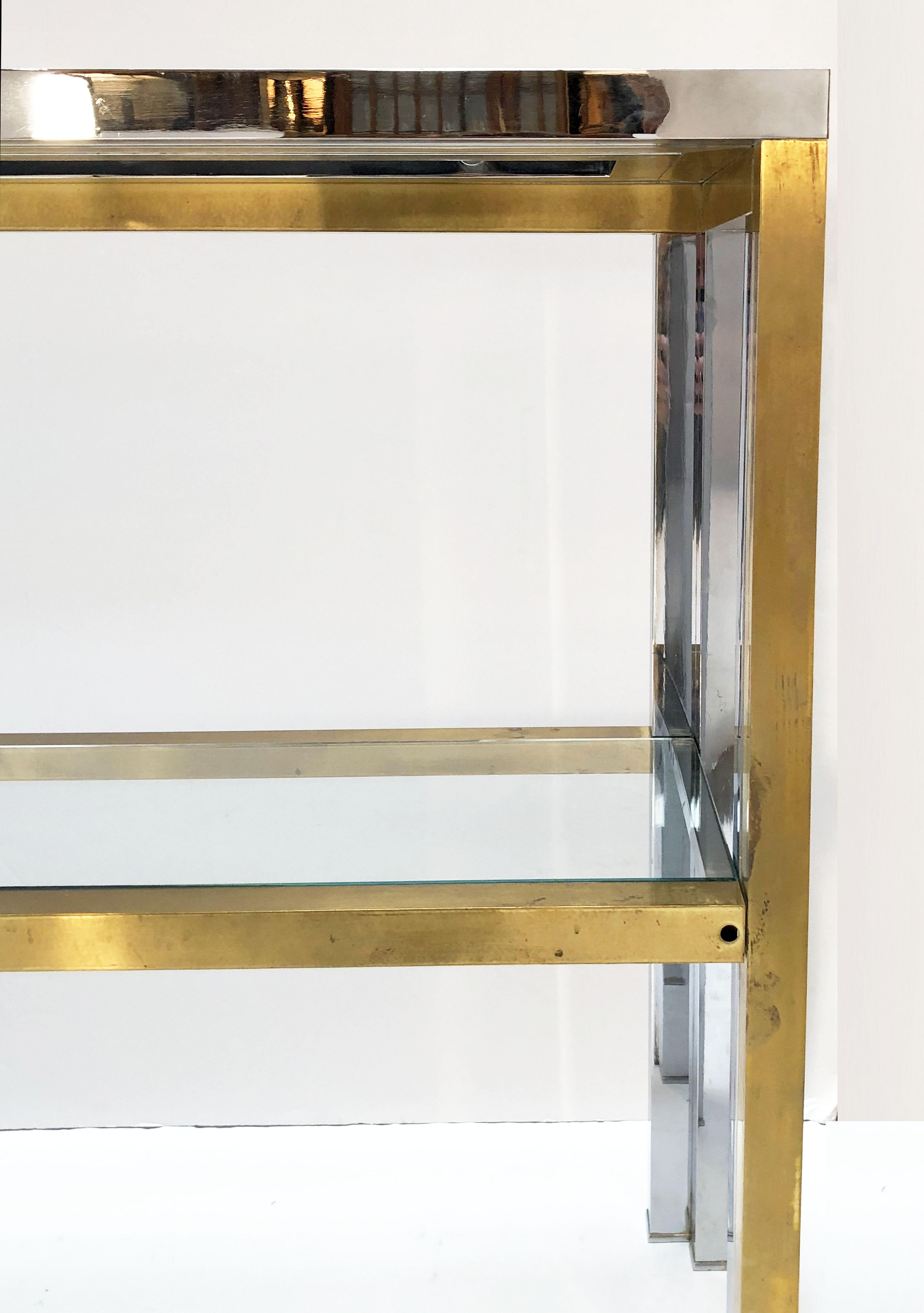 Italian Console Table of Brass, Chrome, and Glass by Renato Zevi 8