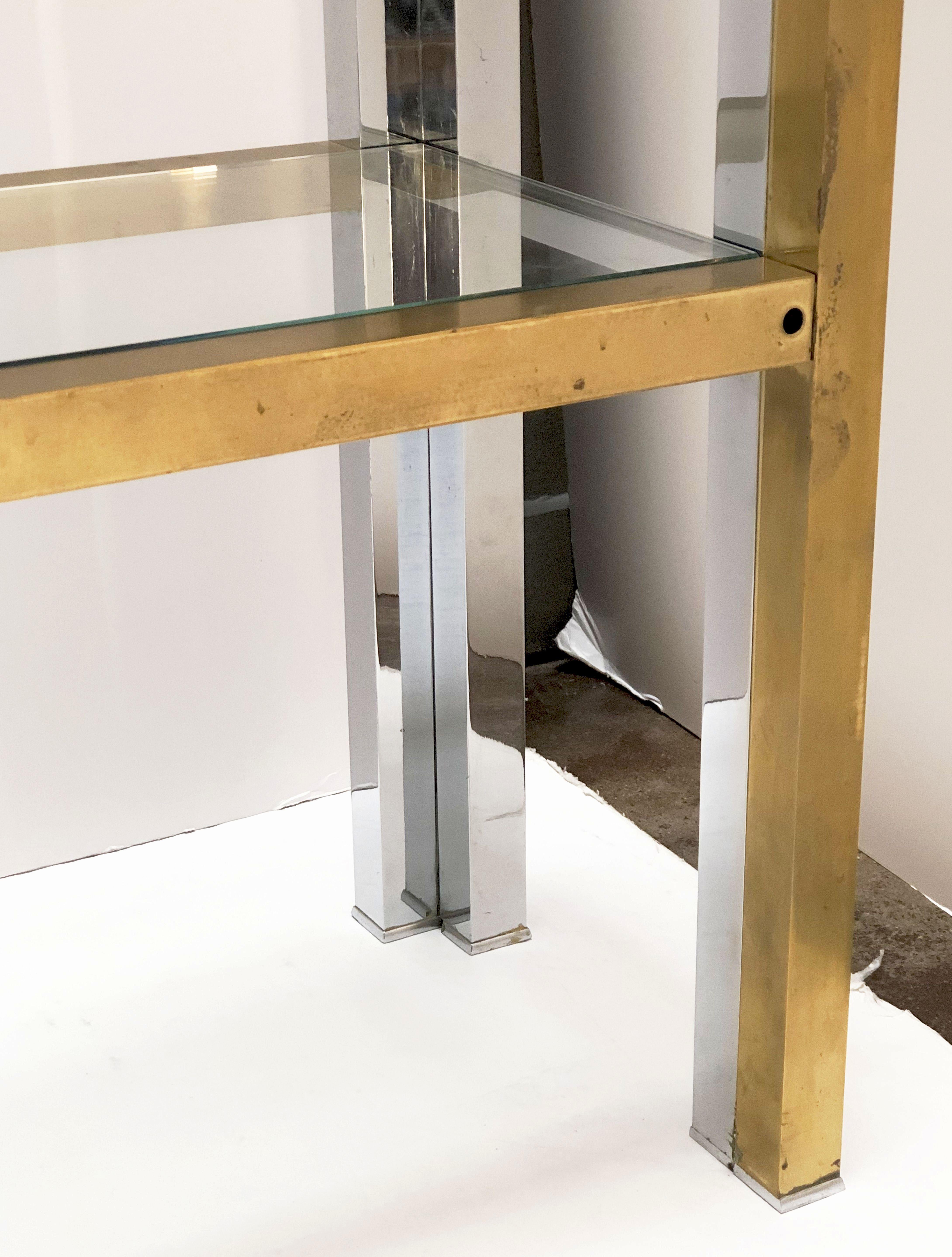 Italian Console Table of Brass, Chrome, and Glass by Renato Zevi 12