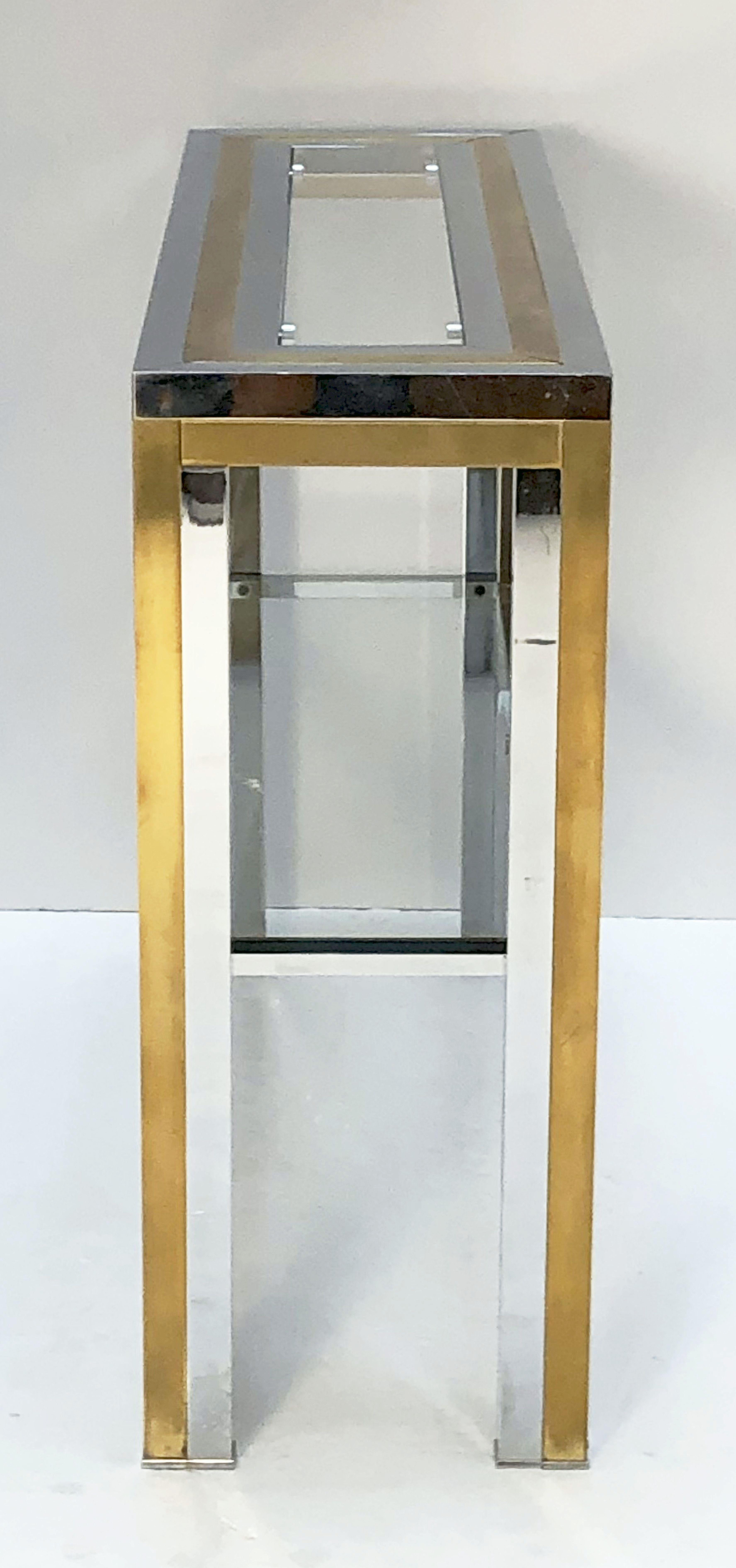 Italian Console Table of Brass, Chrome, and Glass by Renato Zevi 4