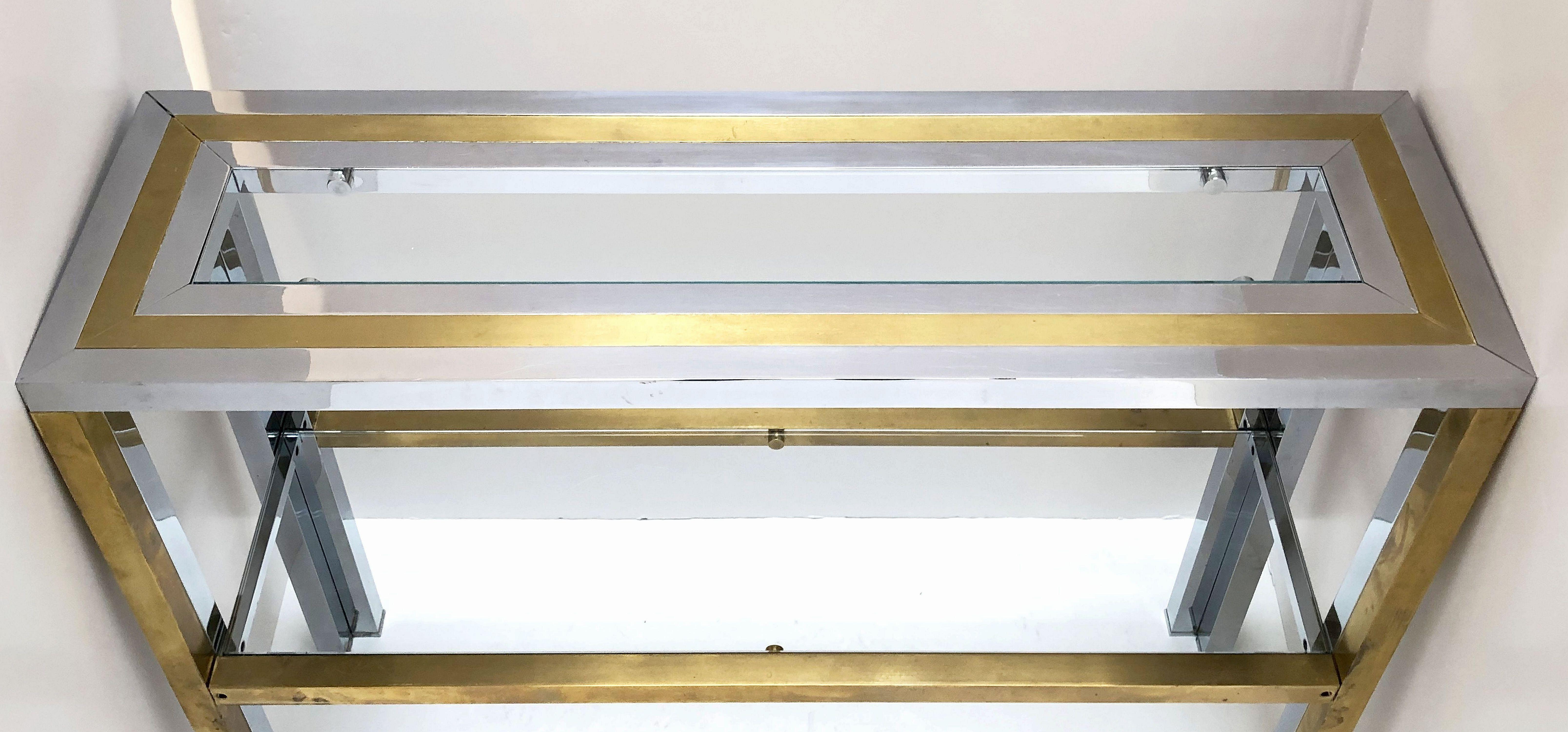 Italian Console Table of Brass, Chrome, and Glass by Renato Zevi 6