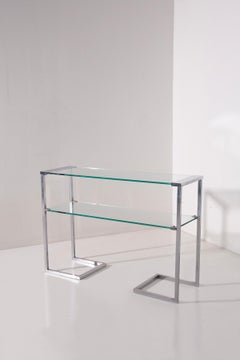 Italian console table or magazine rack in glass from the 1970s