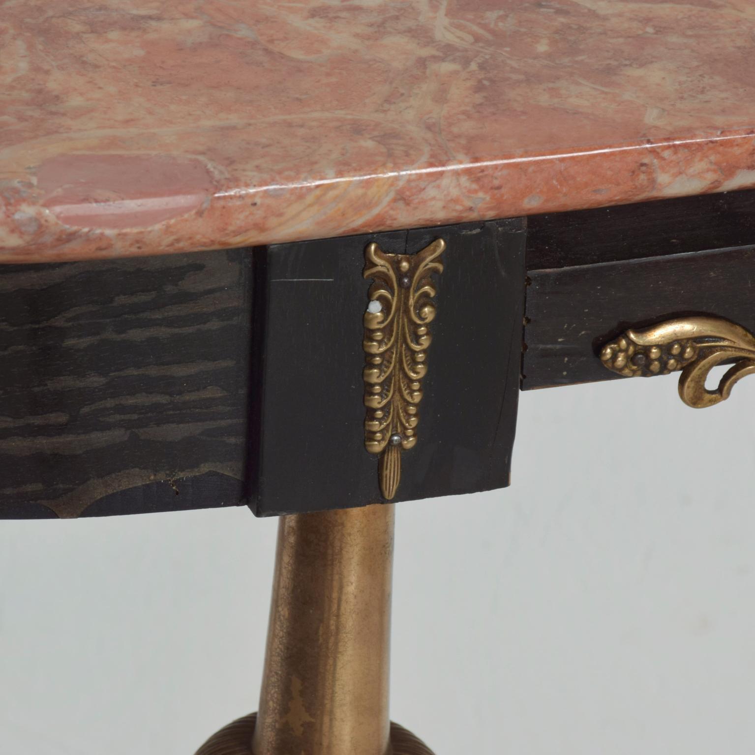 Italian Console Table with Bronze Legs and Rose Marble Top Hollywood Regency In Good Condition In Chula Vista, CA