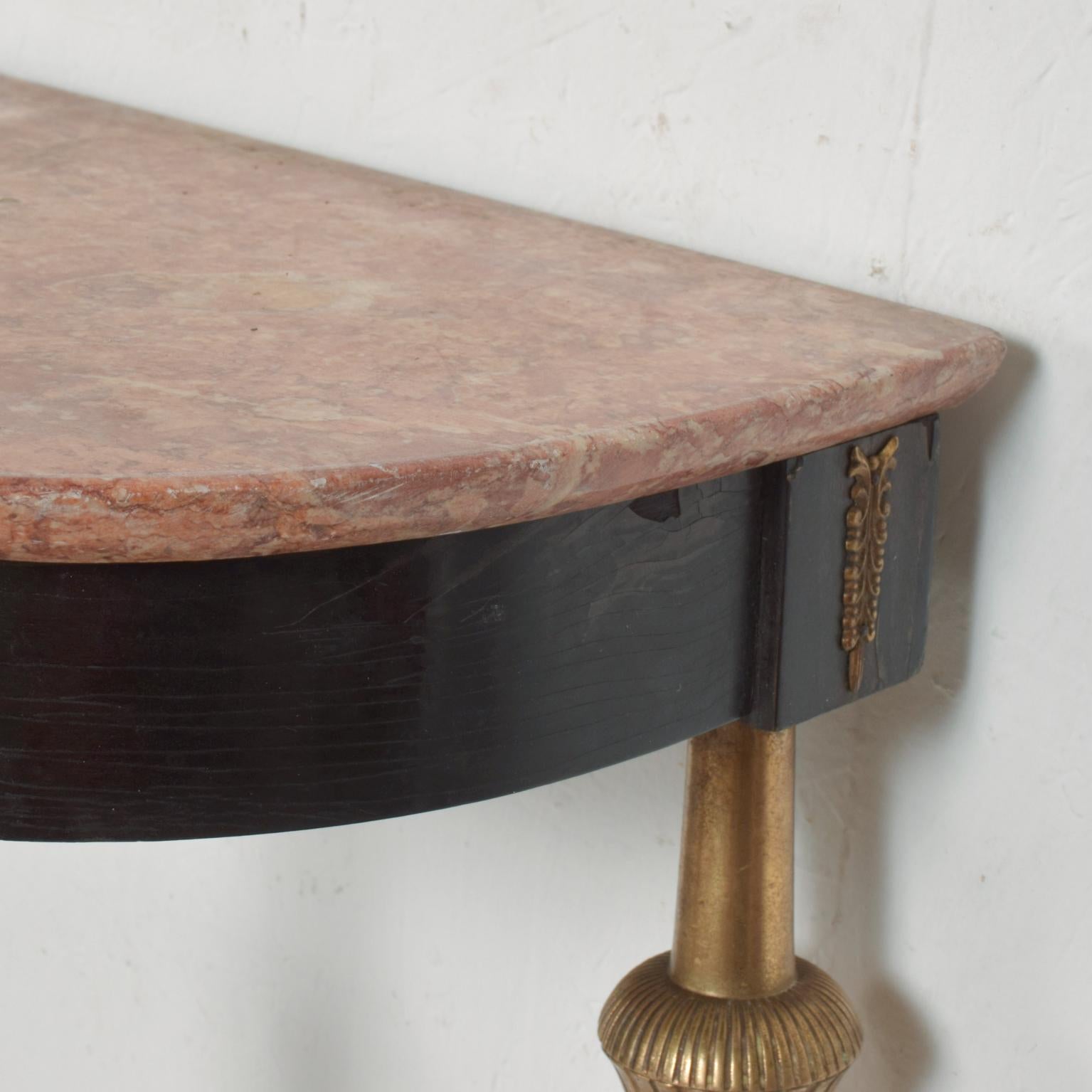 Italian Console Table with Bronze Legs and Rose Marble Top Hollywood Regency 3