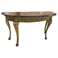 Italian console Table with Gilt, Silver and Faux Marble Top