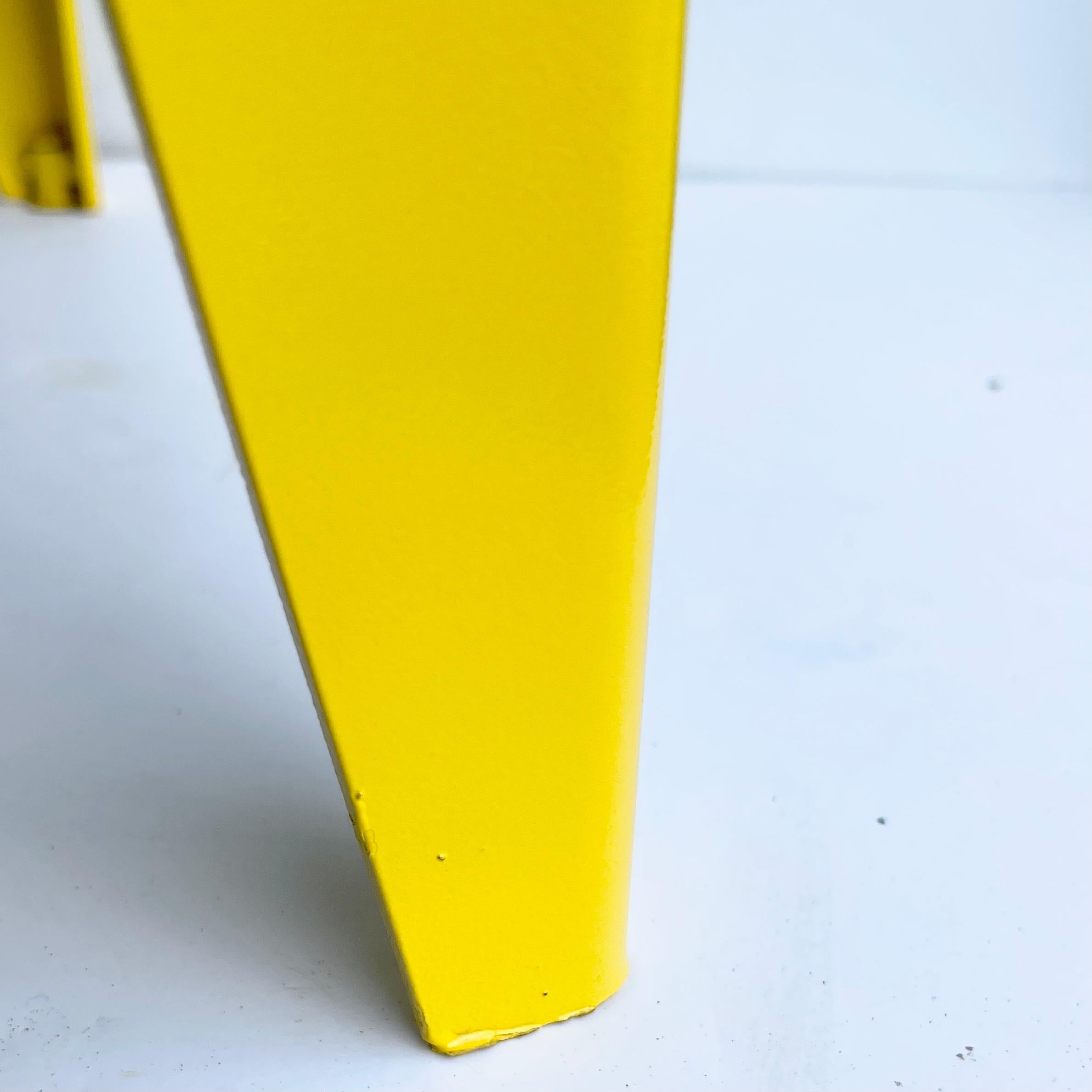 Italian Console Table with Glass Top, Powder Coated Yellow, Mid-Century Modern 2