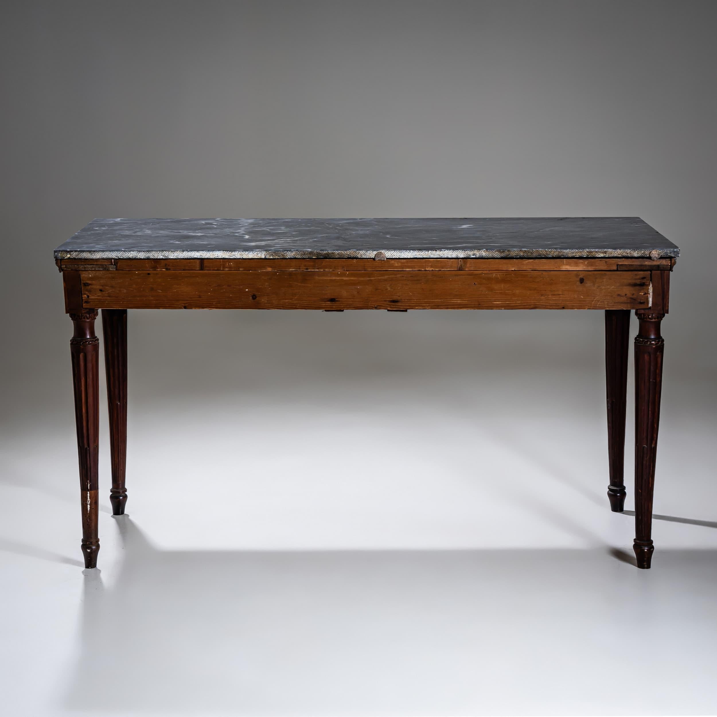 Italian Console Table with Gray Marble Top, Late 18th Century For Sale 5