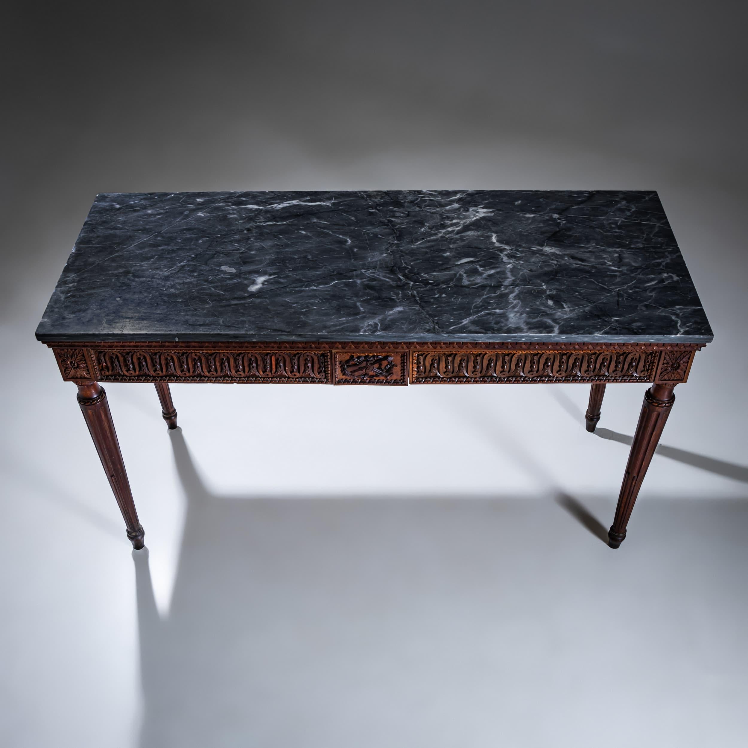 Italian Console Table with Gray Marble Top, Late 18th Century For Sale 1