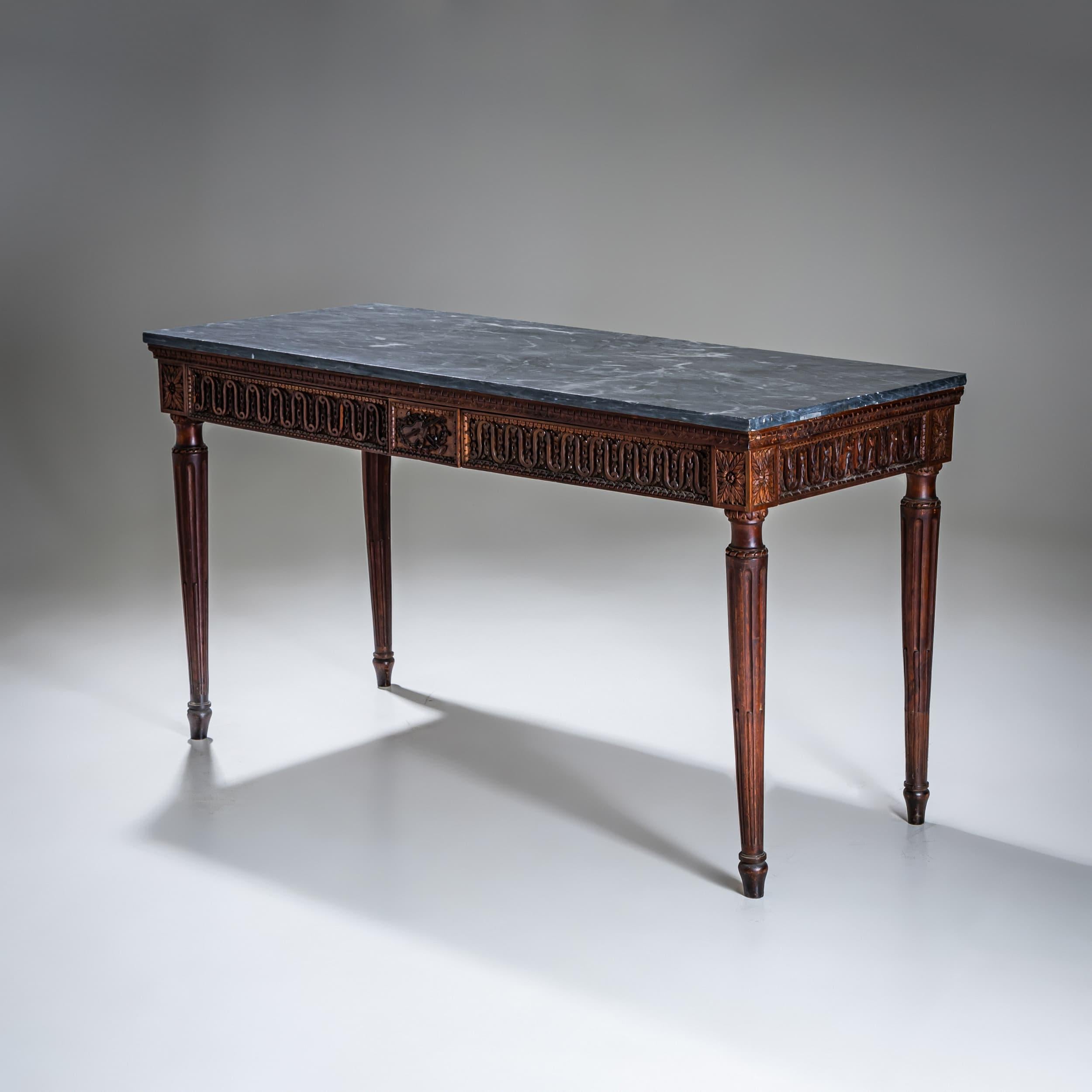 Italian Console Table with Gray Marble Top, Late 18th Century For Sale 2