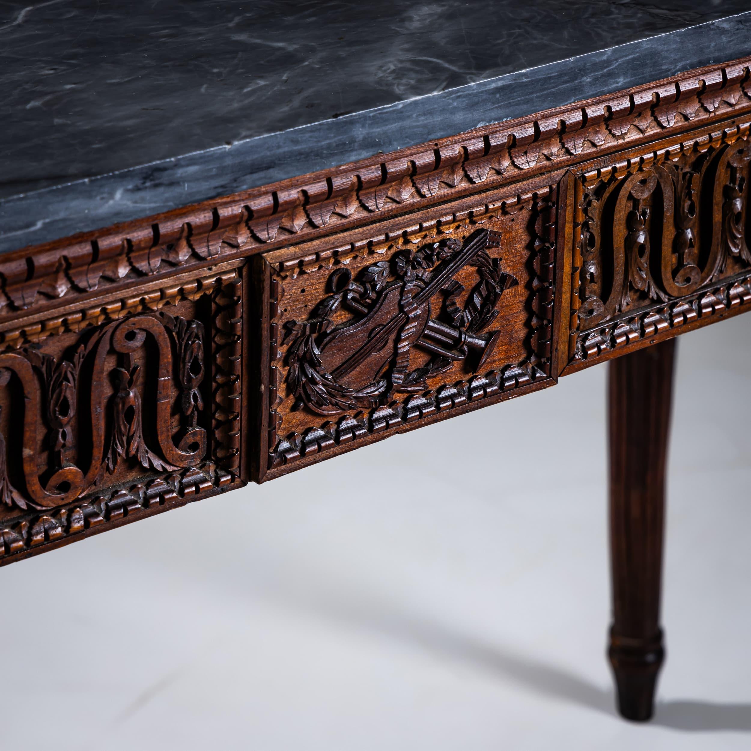 Italian Console Table with Gray Marble Top, Late 18th Century For Sale 3