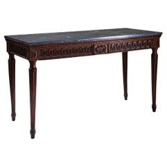 Tavolo da console italiano con piano in marmo grigio, fine del XVIII secolo