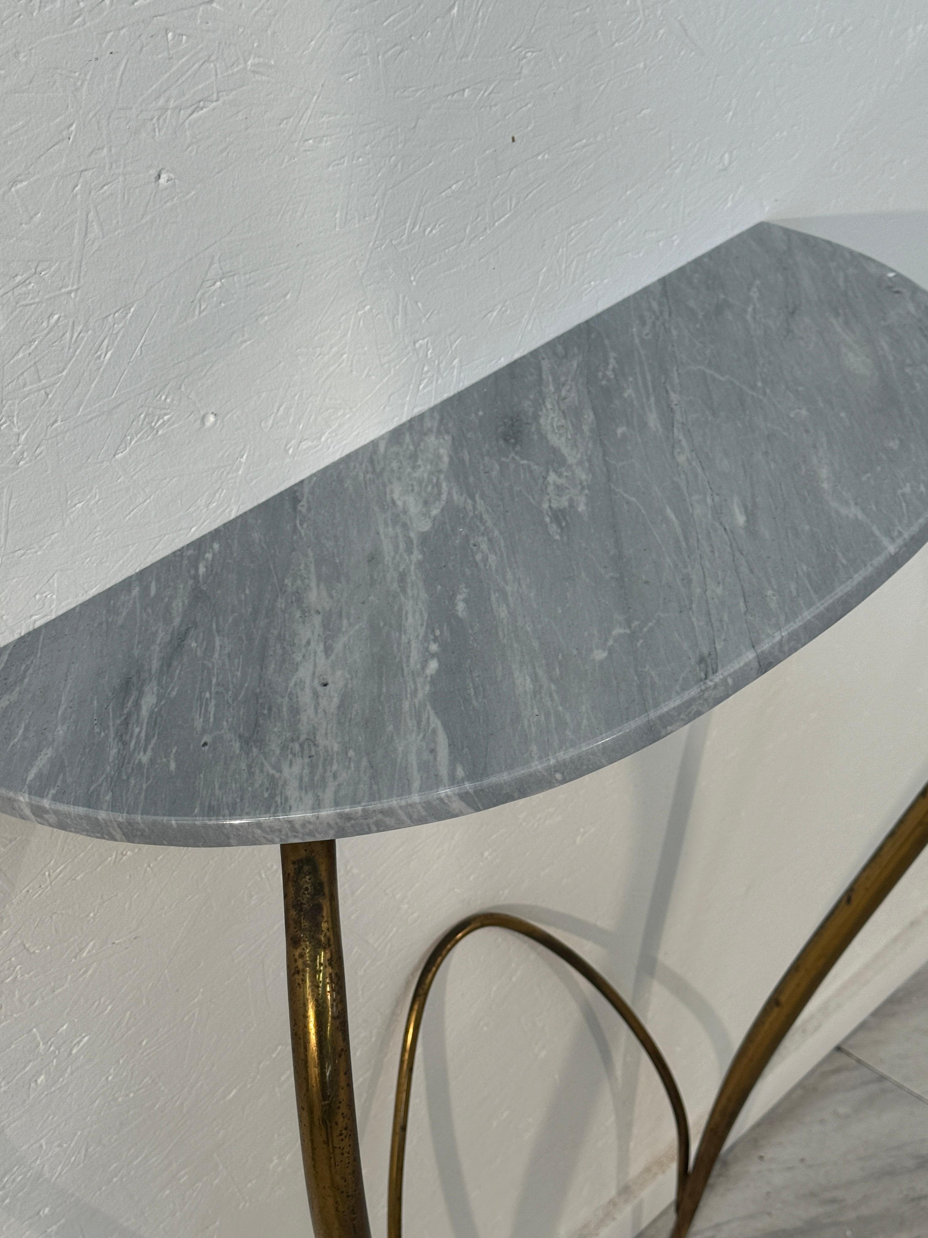 Moderne Italian Console Table with Marble Top and Brass Base, 1950s en vente