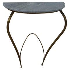 Italian Console Table with Marble Top and Brass Base, 1950s