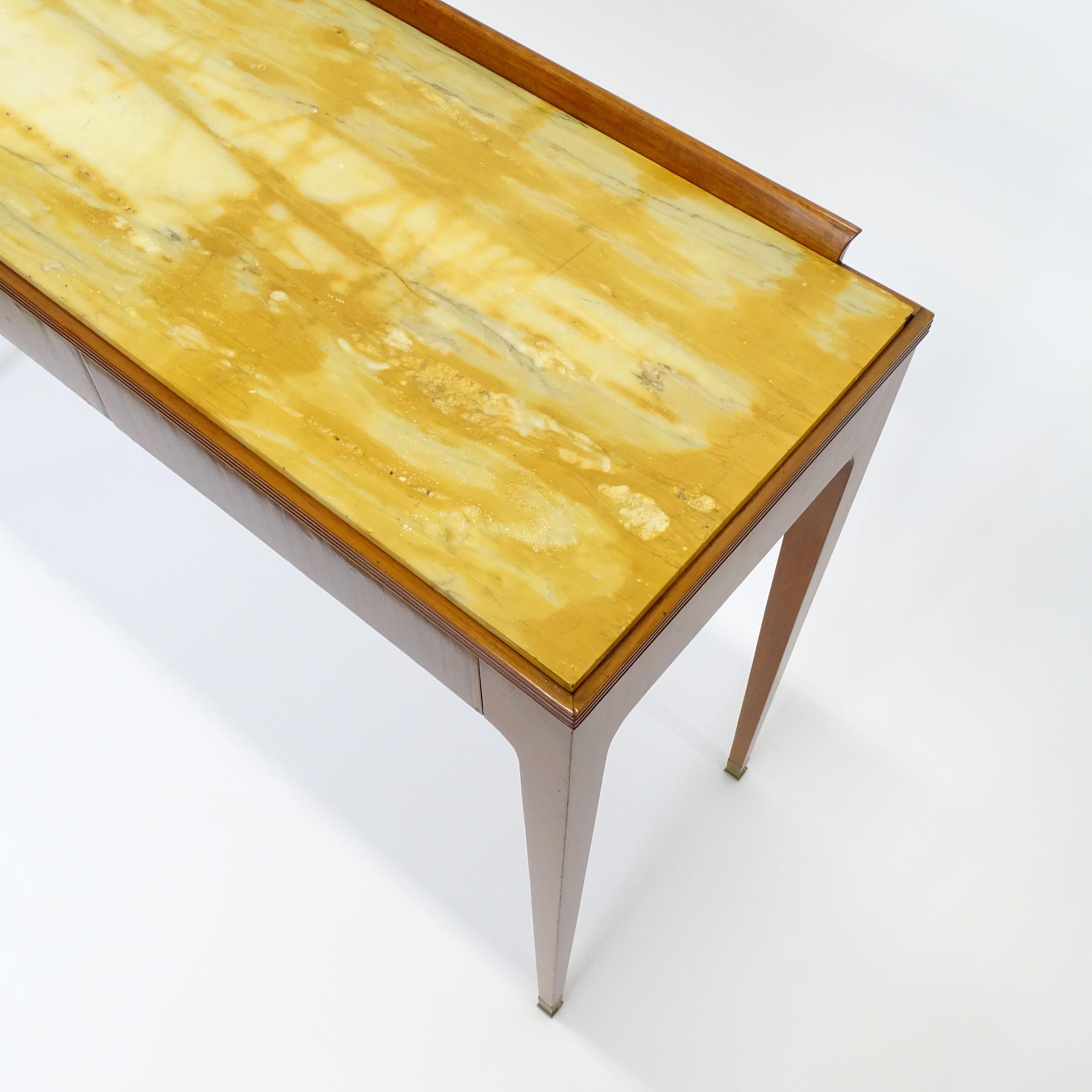Tavolo da console italiano con tre cassetti decorati con intarsi a chiave greca in vendita 3