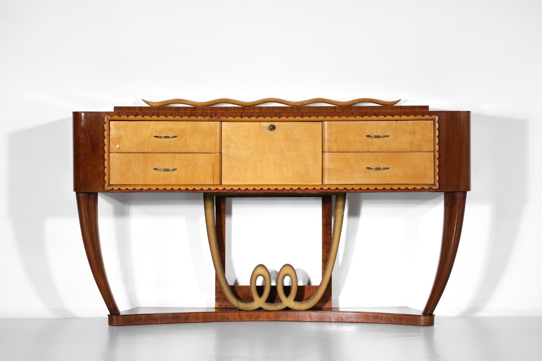 Italian Console Unit Sideboard 60's Style Paolo Buffa Gio Ponti Wood In Good Condition For Sale In Lyon, FR