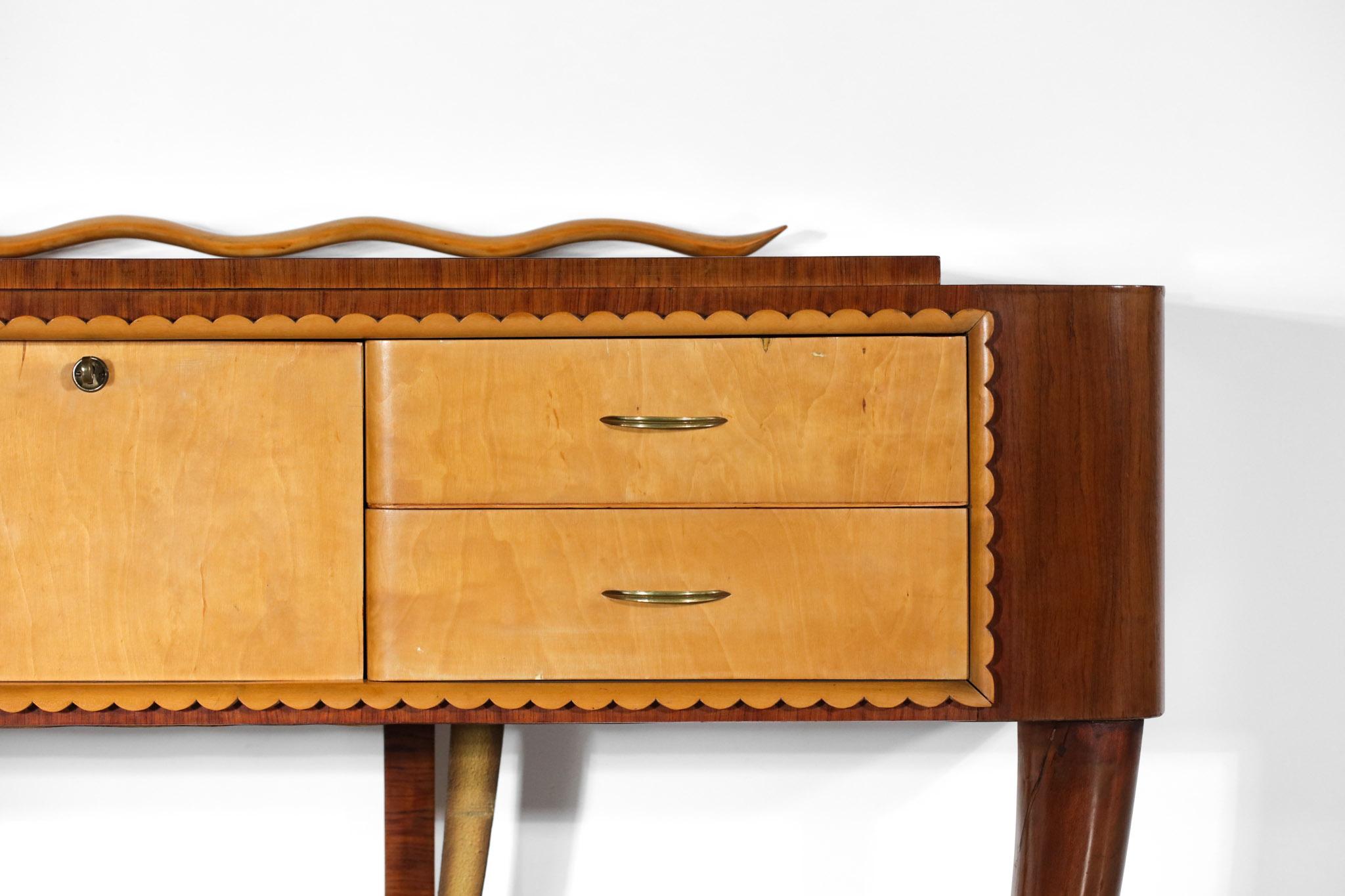 Mid-20th Century Italian Console Unit Sideboard 60's Style Paolo Buffa Gio Ponti Wood For Sale