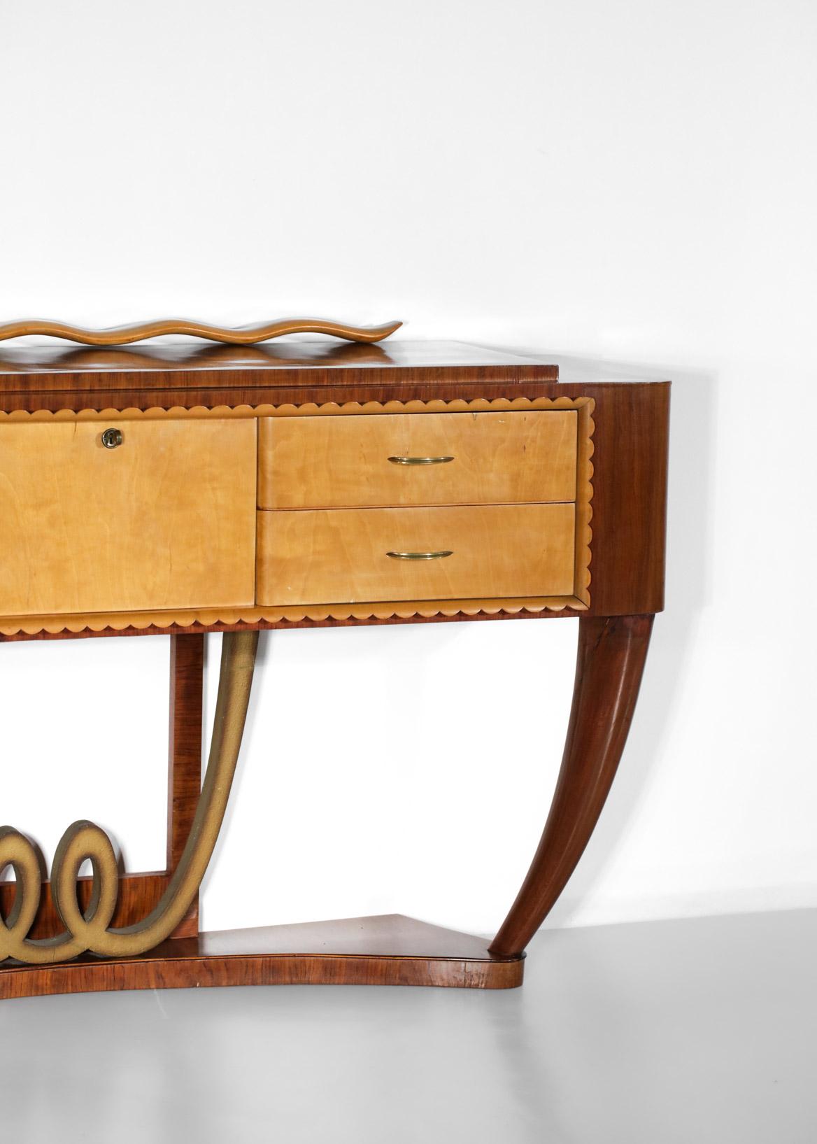 Italian Console Unit Sideboard 60's Style Paolo Buffa Gio Ponti Wood For Sale 2
