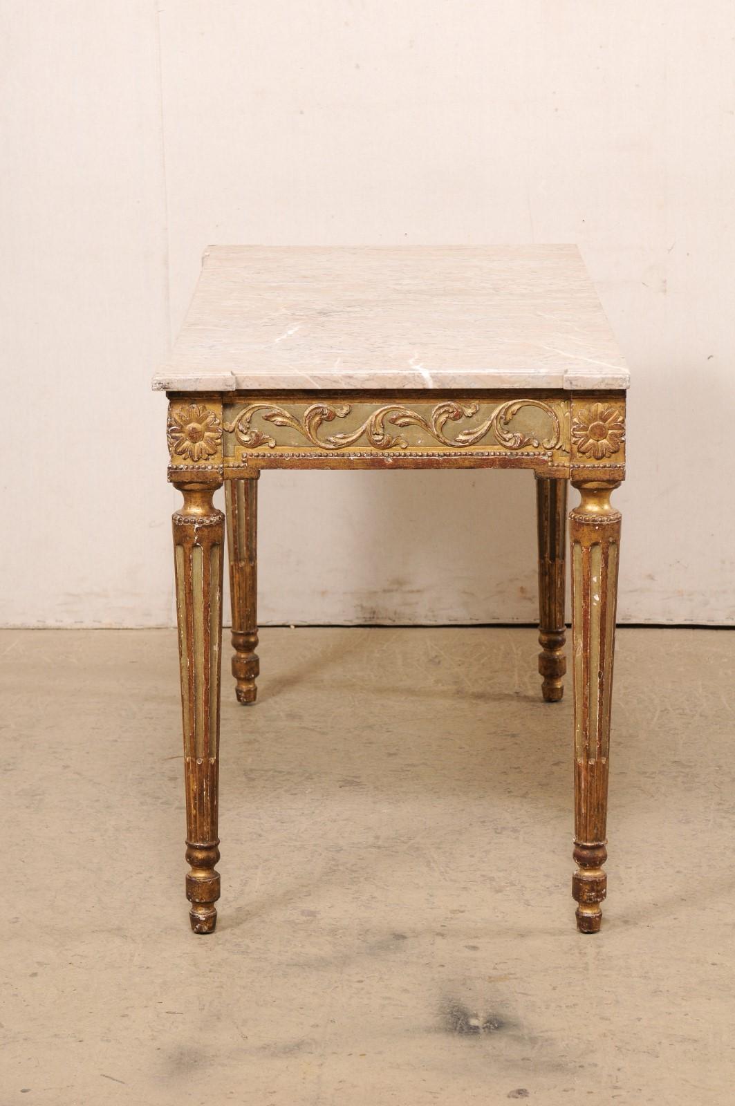 Italian Console w/its Original Marble Top & Hand-Painted Finish, Late 19th C. For Sale 5