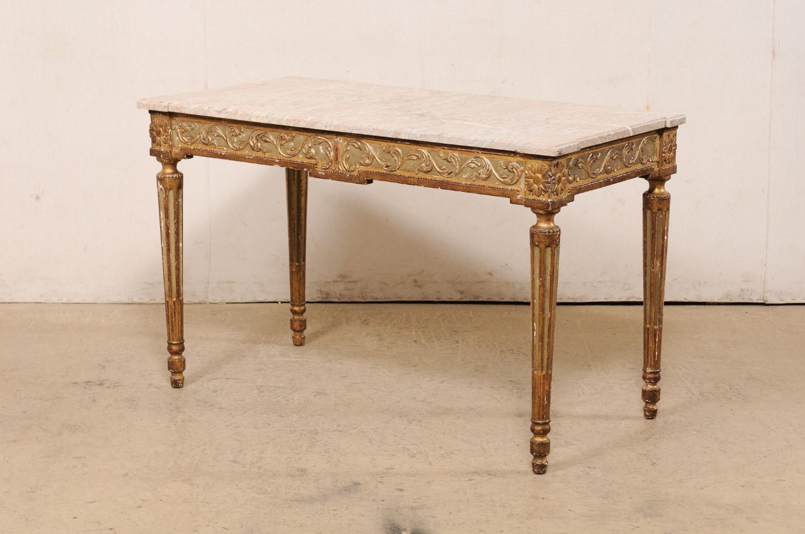 Italian Console w/its Original Marble Top & Hand-Painted Finish, Late 19th C. For Sale 6