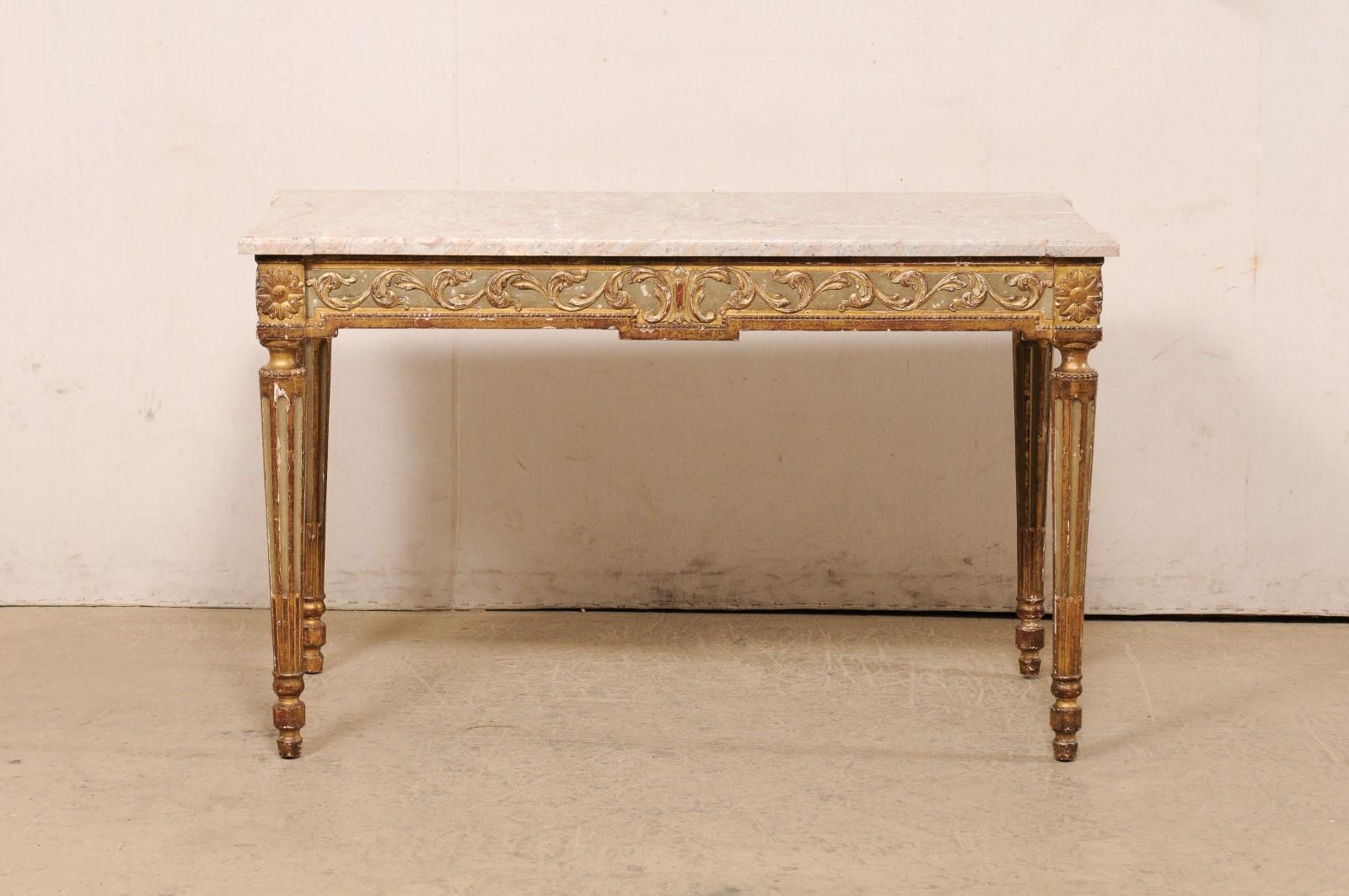 Italian Console w/its Original Marble Top & Hand-Painted Finish, Late 19th C. For Sale 7