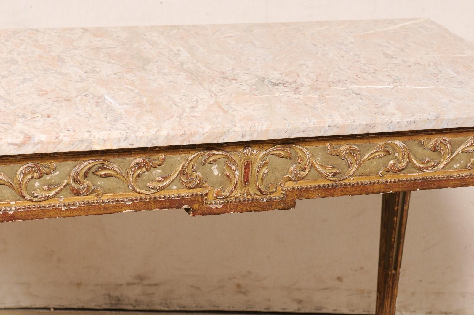 Italian Console w/its Original Marble Top & Hand-Painted Finish, Late 19th C. In Good Condition For Sale In Atlanta, GA