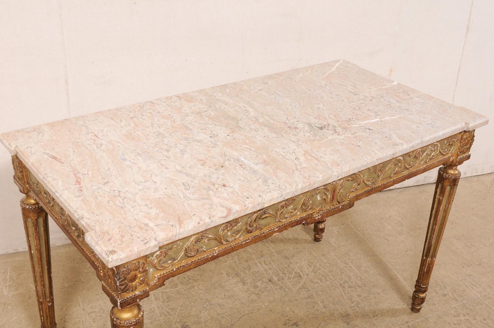 19th Century Italian Console w/its Original Marble Top & Hand-Painted Finish, Late 19th C. For Sale