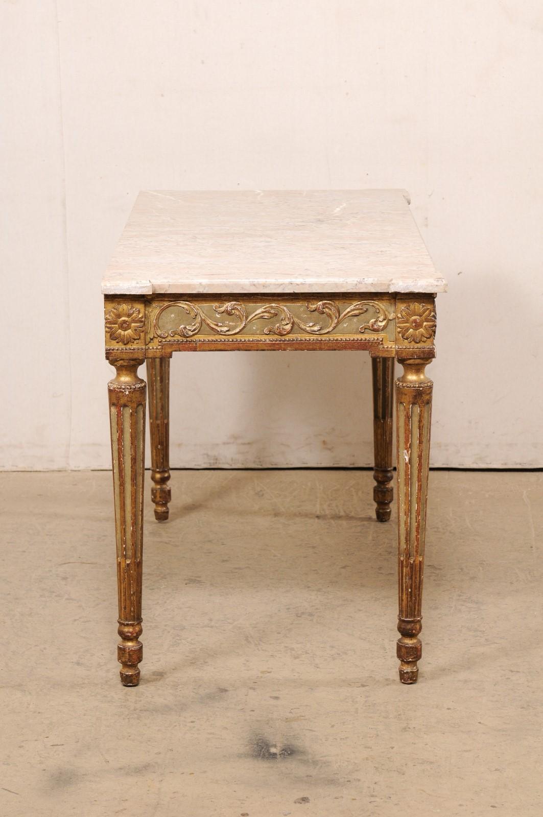 Italian Console w/its Original Marble Top & Hand-Painted Finish, Late 19th C. For Sale 1