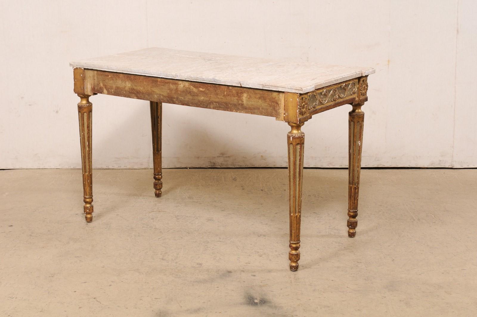 Italian Console w/its Original Marble Top & Hand-Painted Finish, Late 19th C. For Sale 2