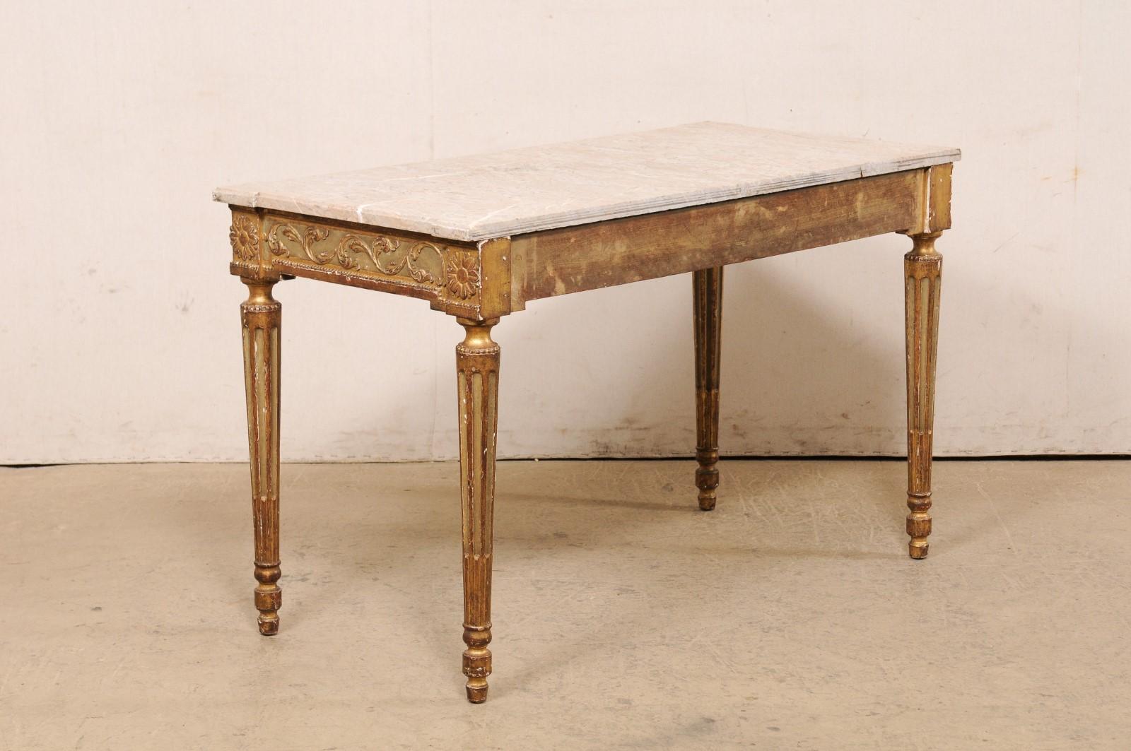 Italian Console w/its Original Marble Top & Hand-Painted Finish, Late 19th C. For Sale 4