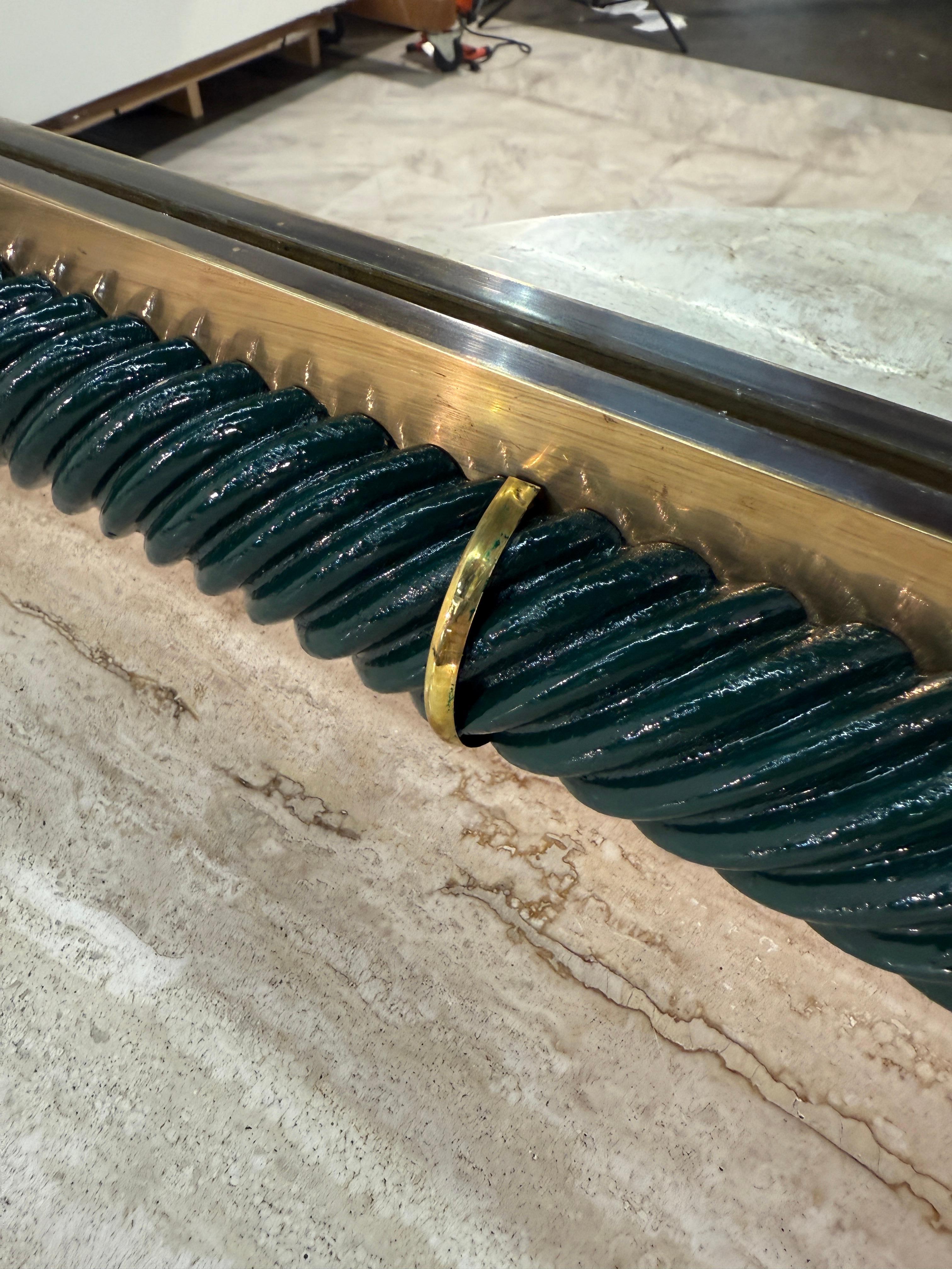 Italian Console with Mirror, Lacquered Dark Green For Sale 6