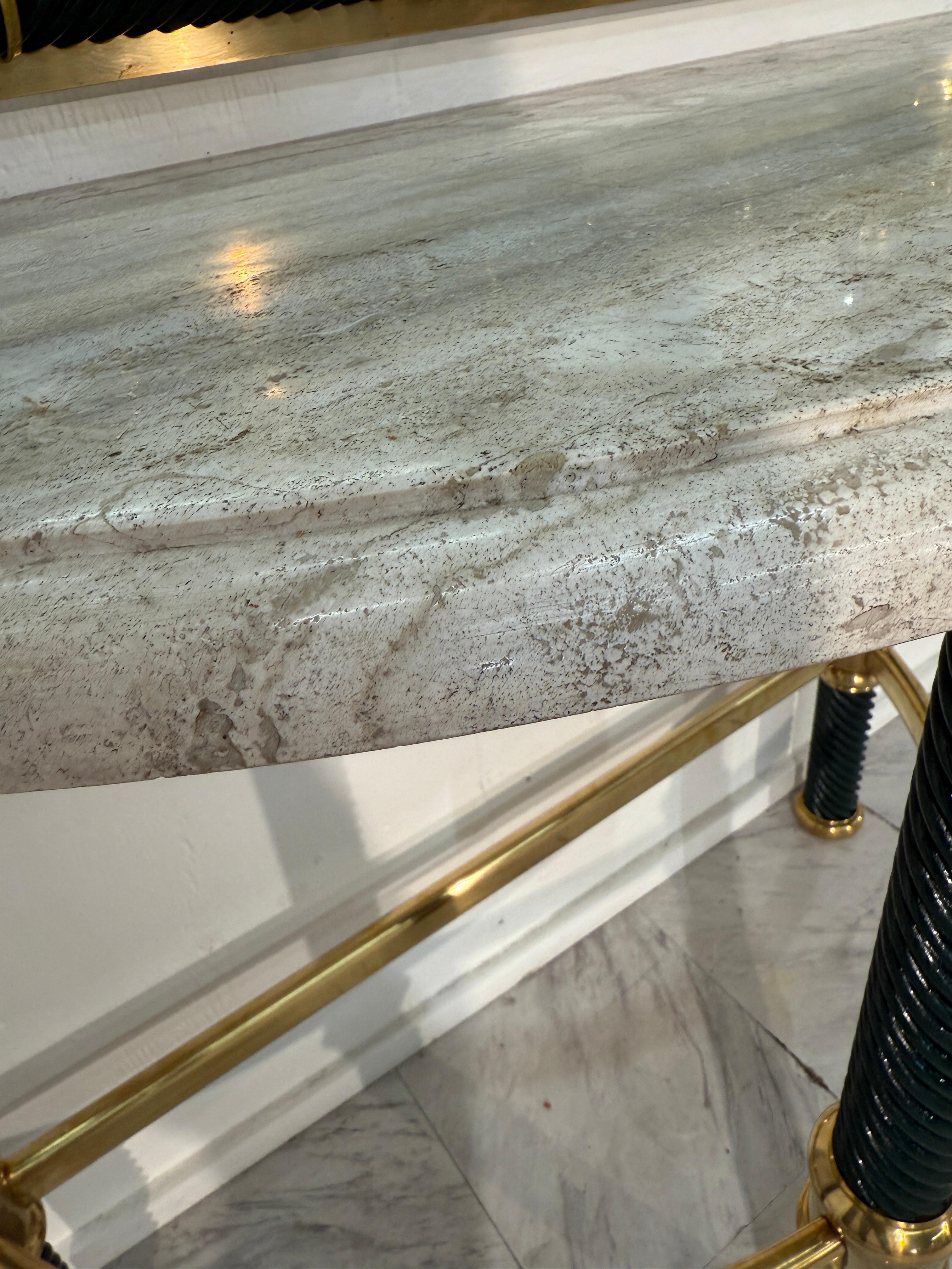 Italian Console with Mirror, Lacquered Dark Green For Sale 9