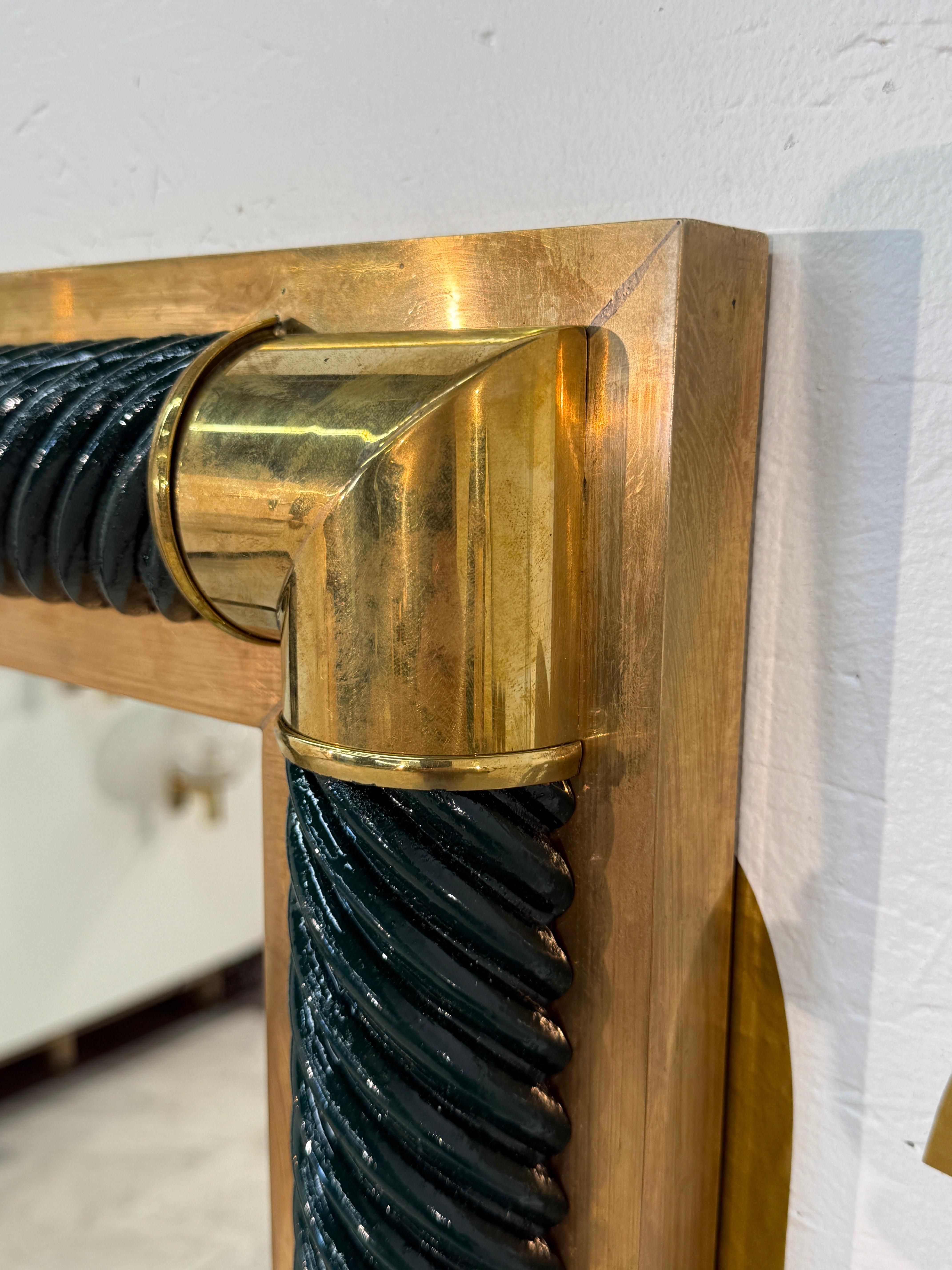 Italian Console with Mirror, Lacquered Dark Green In Good Condition For Sale In Los Angeles, CA