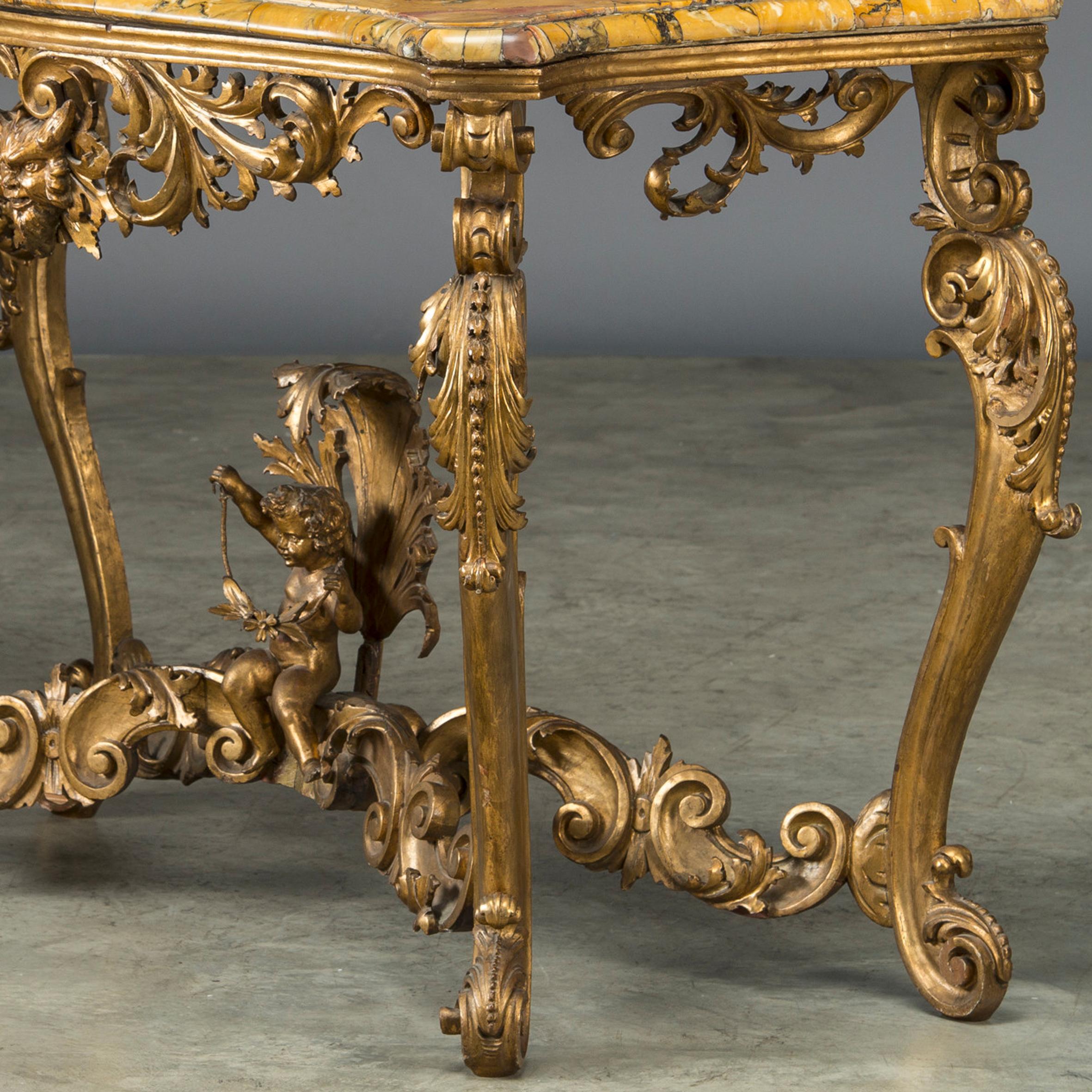 Gilt Italian Console with Plate of 