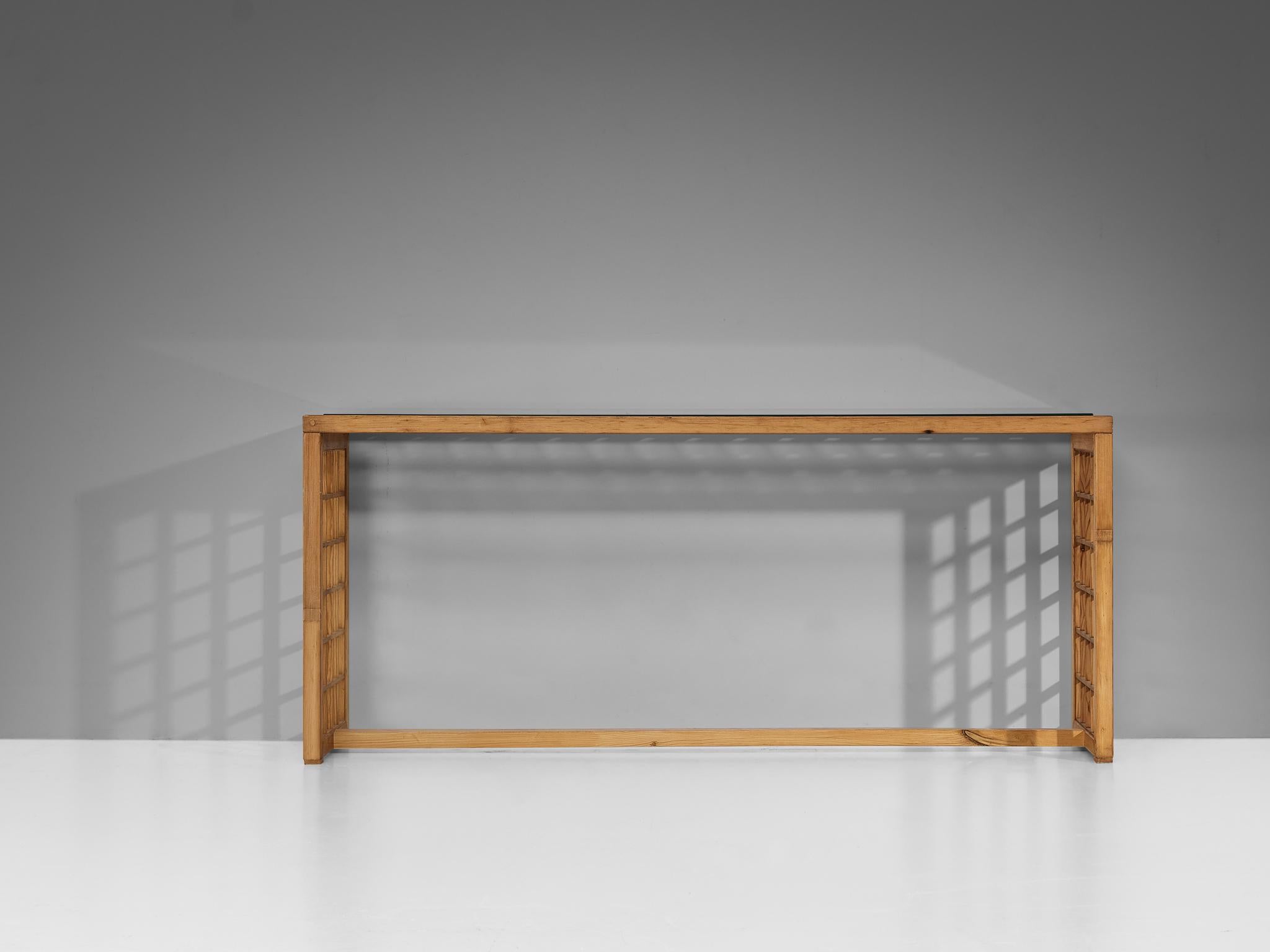 Italian Consoles with Grid Framework in Pine  For Sale 4