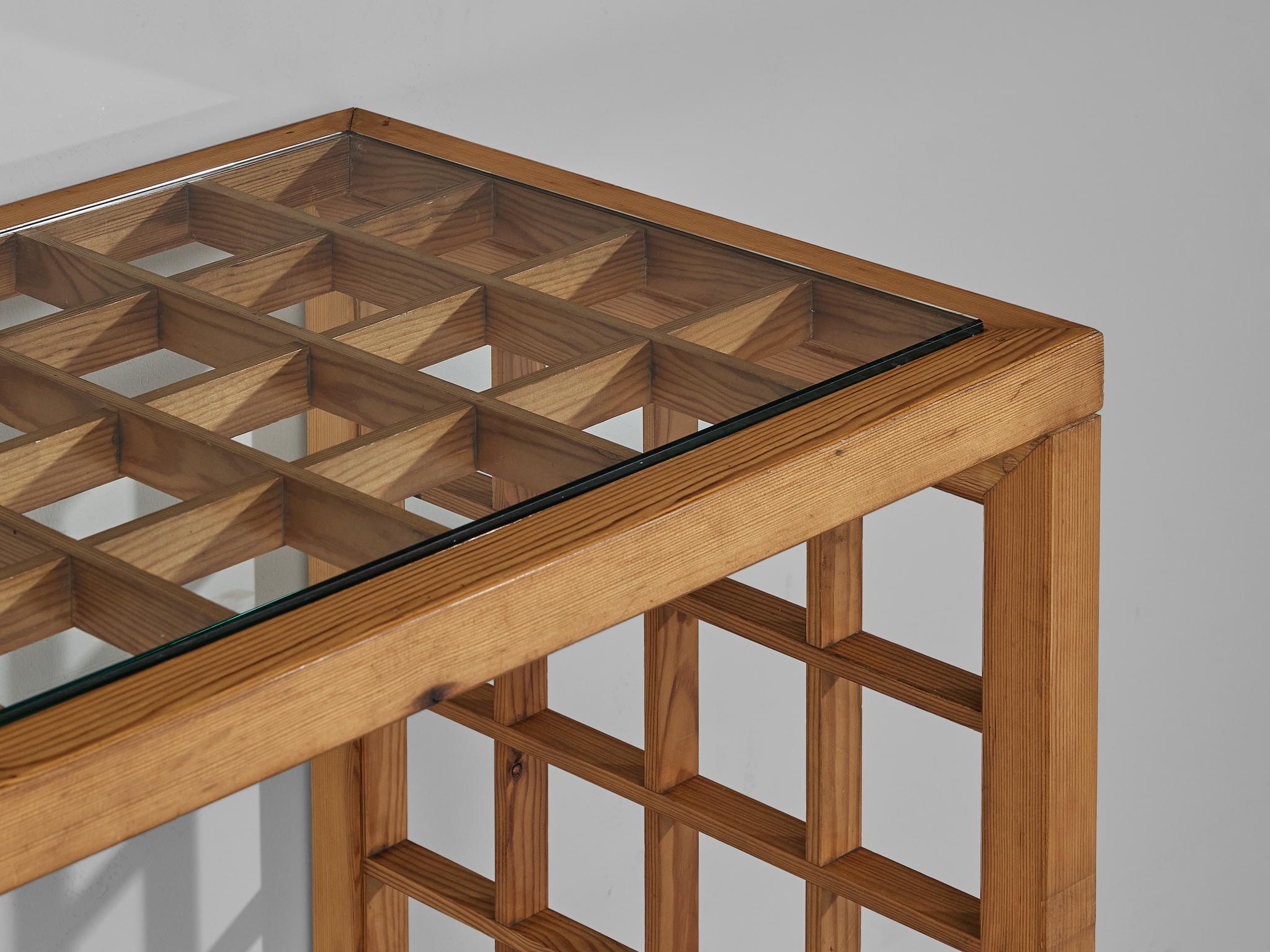Italian Consoles with Grid Framework in Pine  For Sale 6