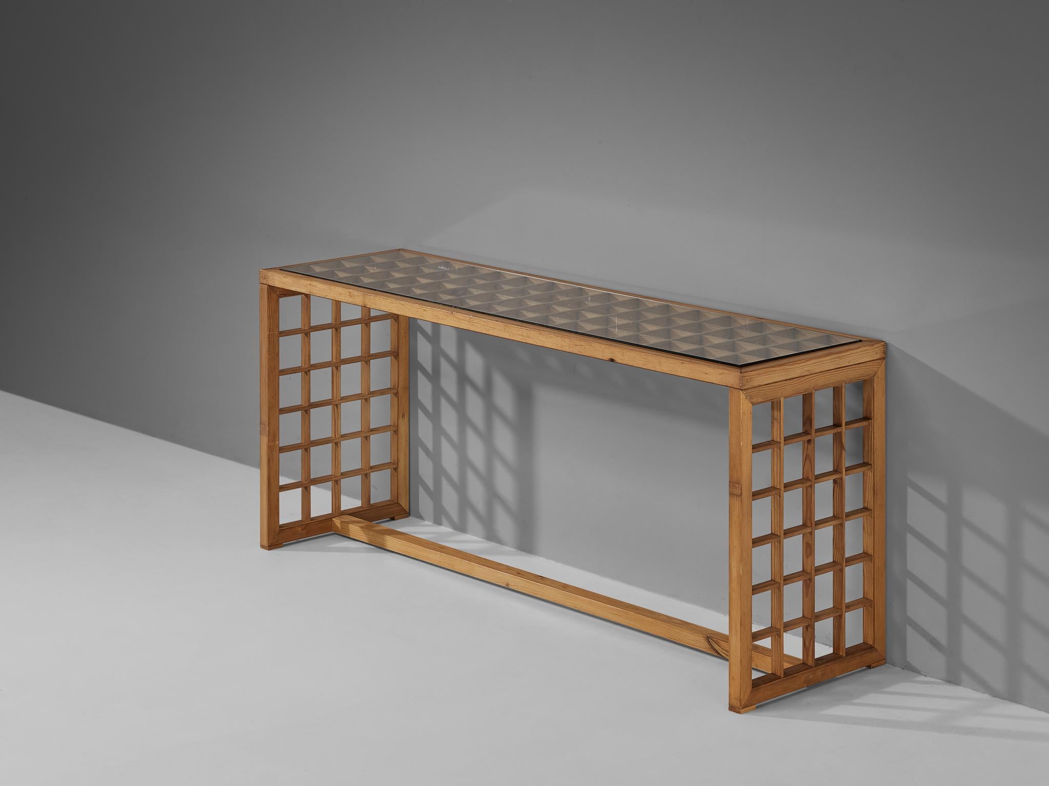 Italian Consoles with Grid Framework in Pine  For Sale 7