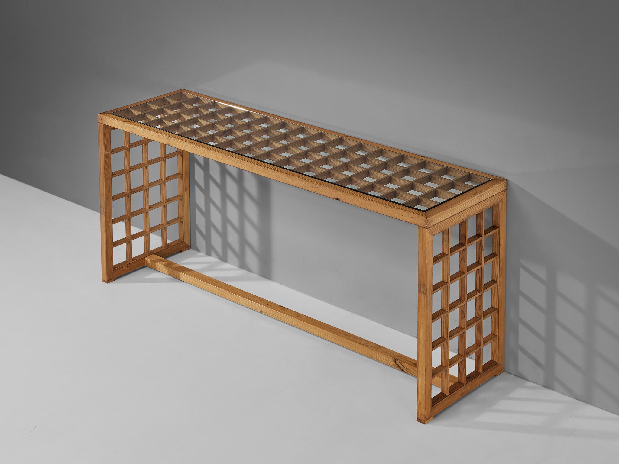 Italian Consoles with Grid Framework in Pine  For Sale 2