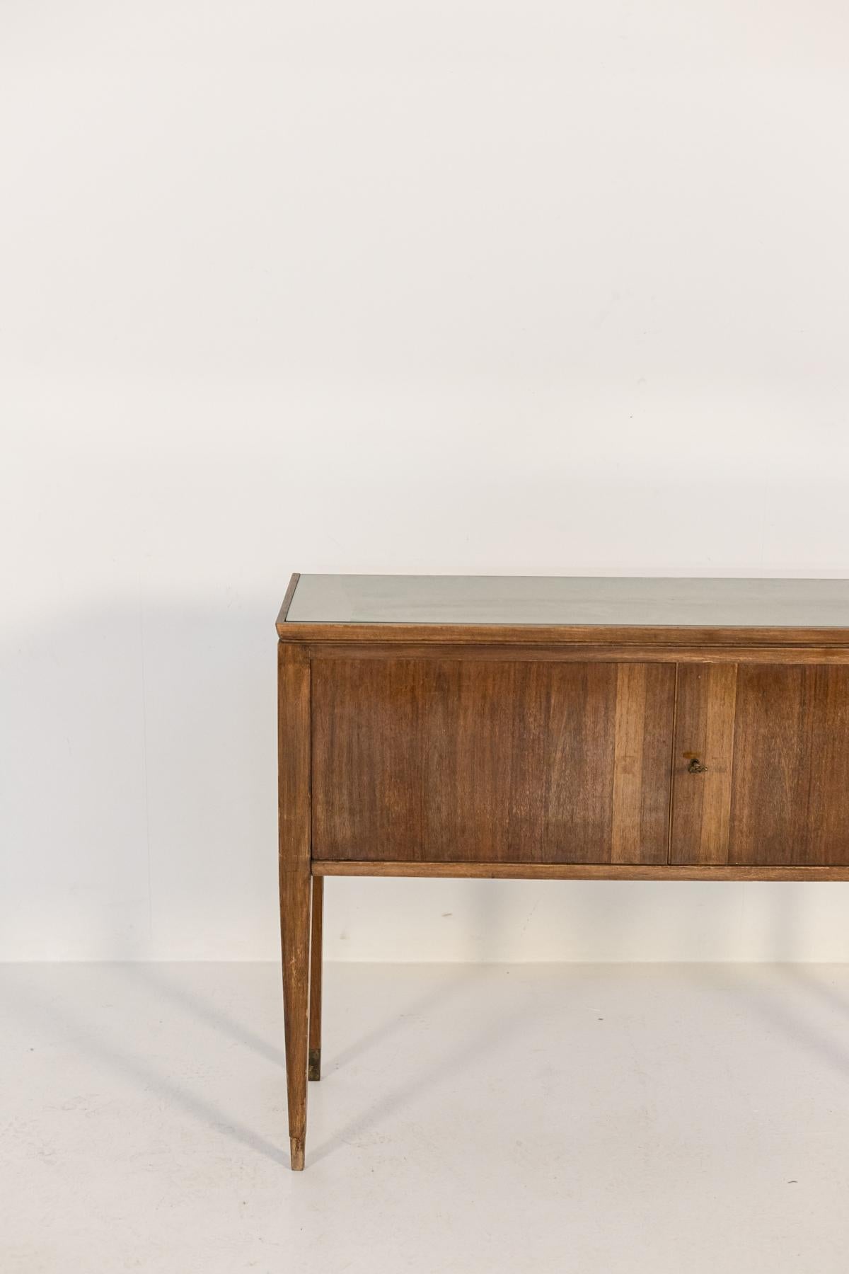 Italian Consolle Attributed to Gio Ponti in Wood and Brass 7