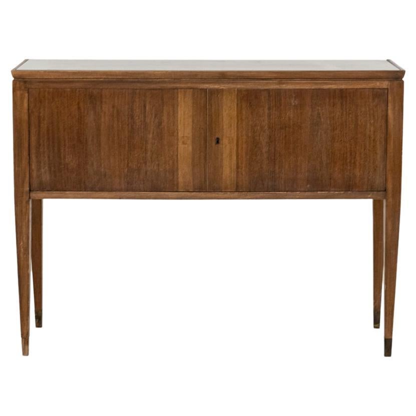 Italian Consolle Attributed to Gio Ponti in Wood and Brass