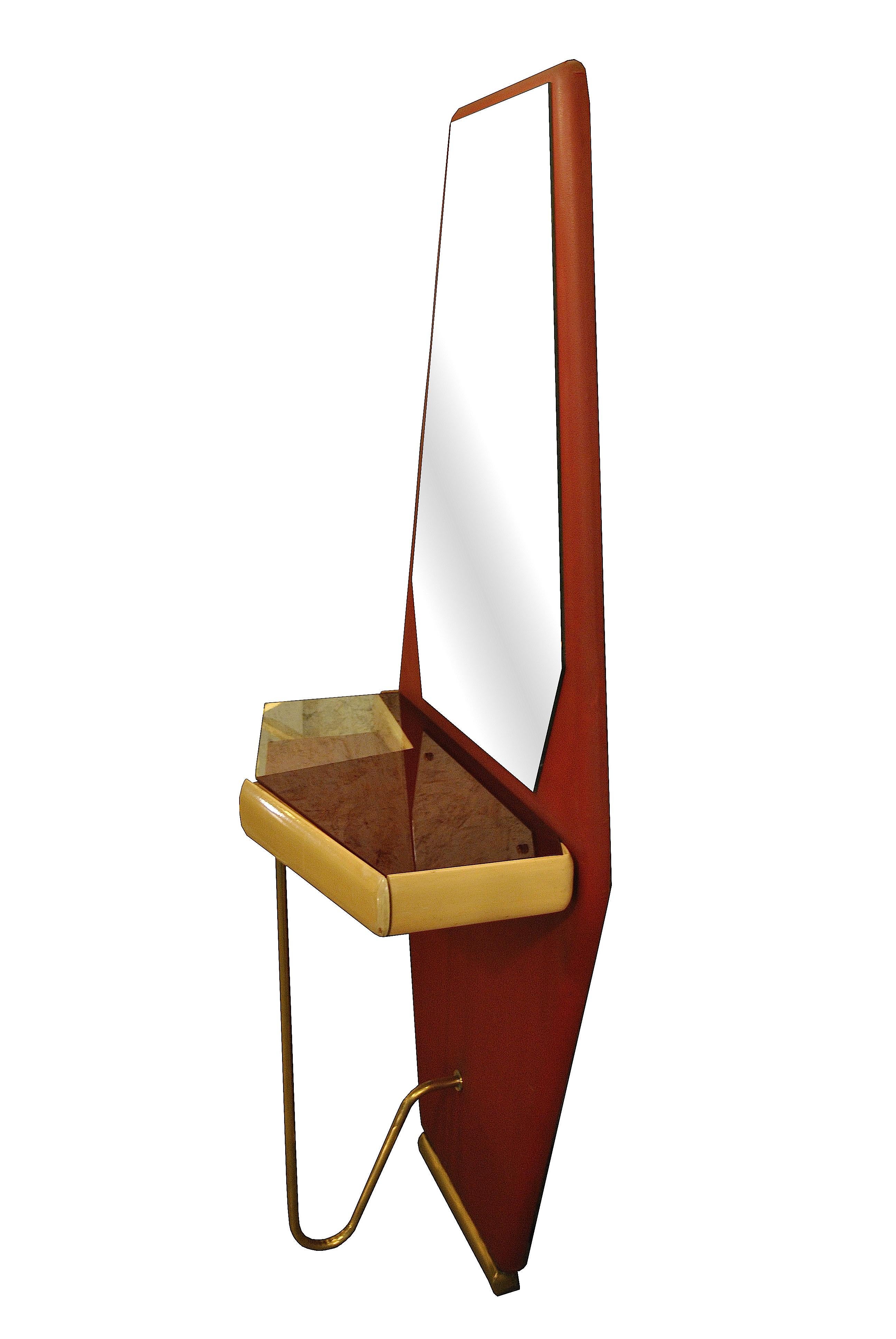Italienisches Consolle aus Messing und Holz, 1960er-Jahre im Angebot 3