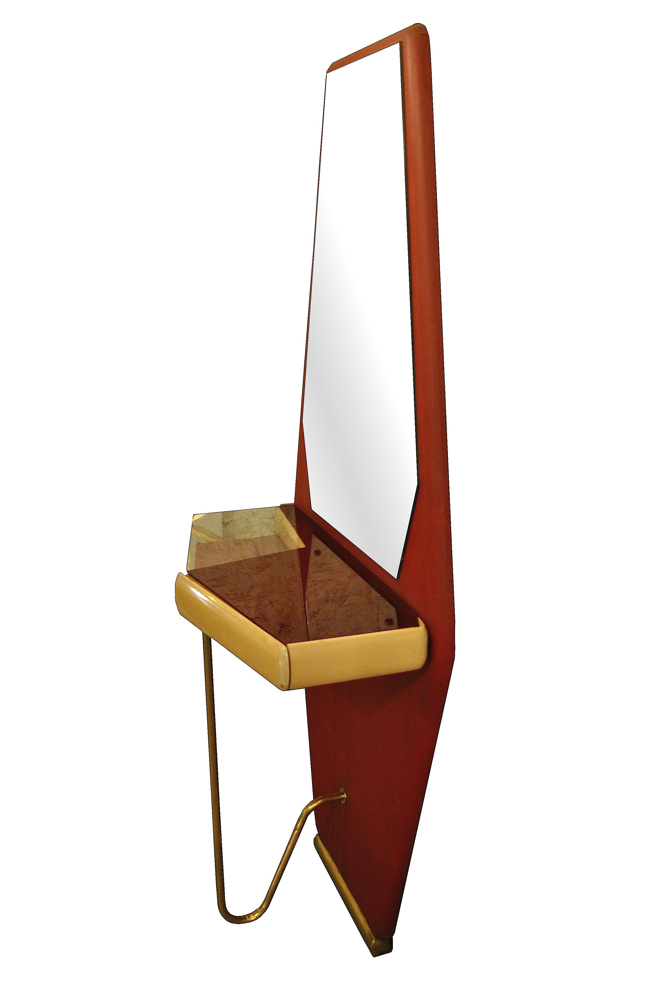 Italienisches Consolle aus Messing und Holz, 1960er-Jahre im Angebot 4